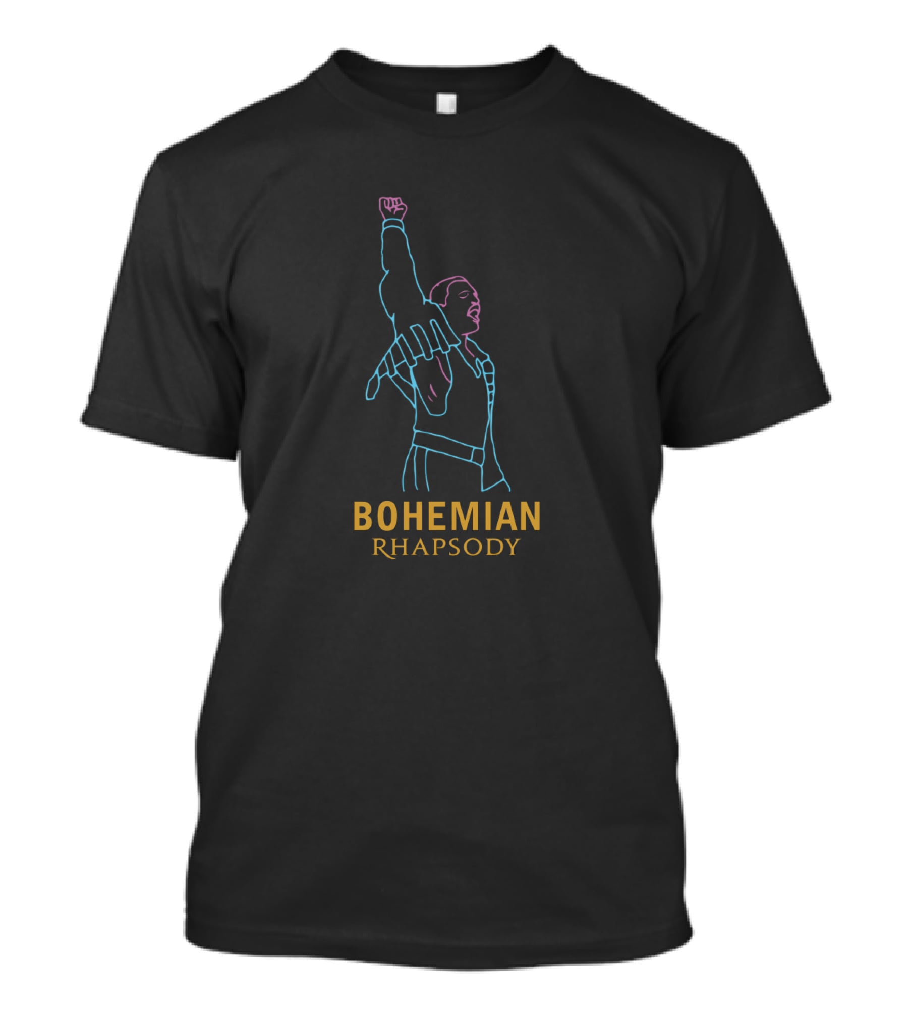 Bohemian Rhapsody Line Art Figure With Raised Fist T-Shirt