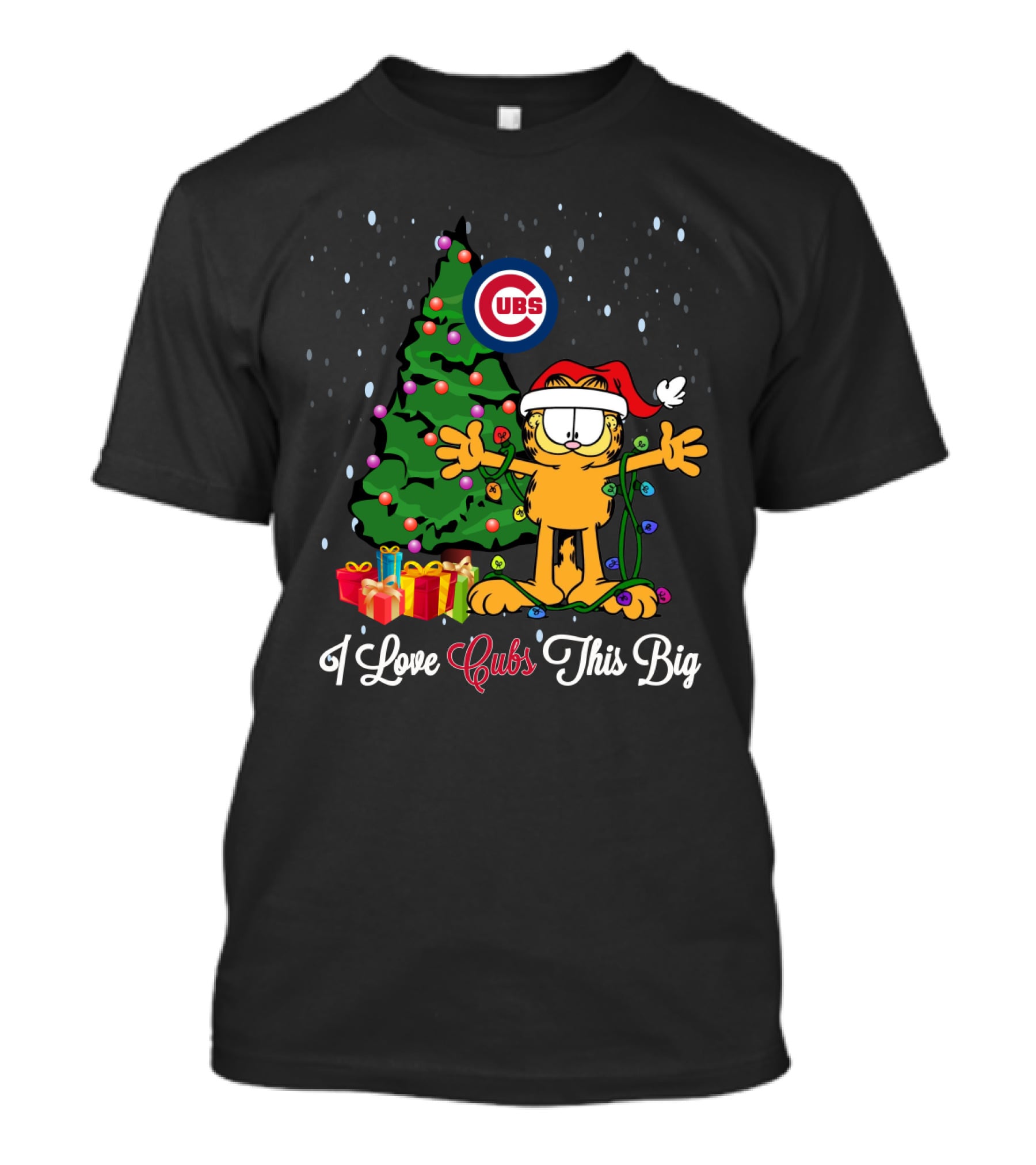 I Love Cubs This Big Garfield Christmas Tree Cubs T-Shirt