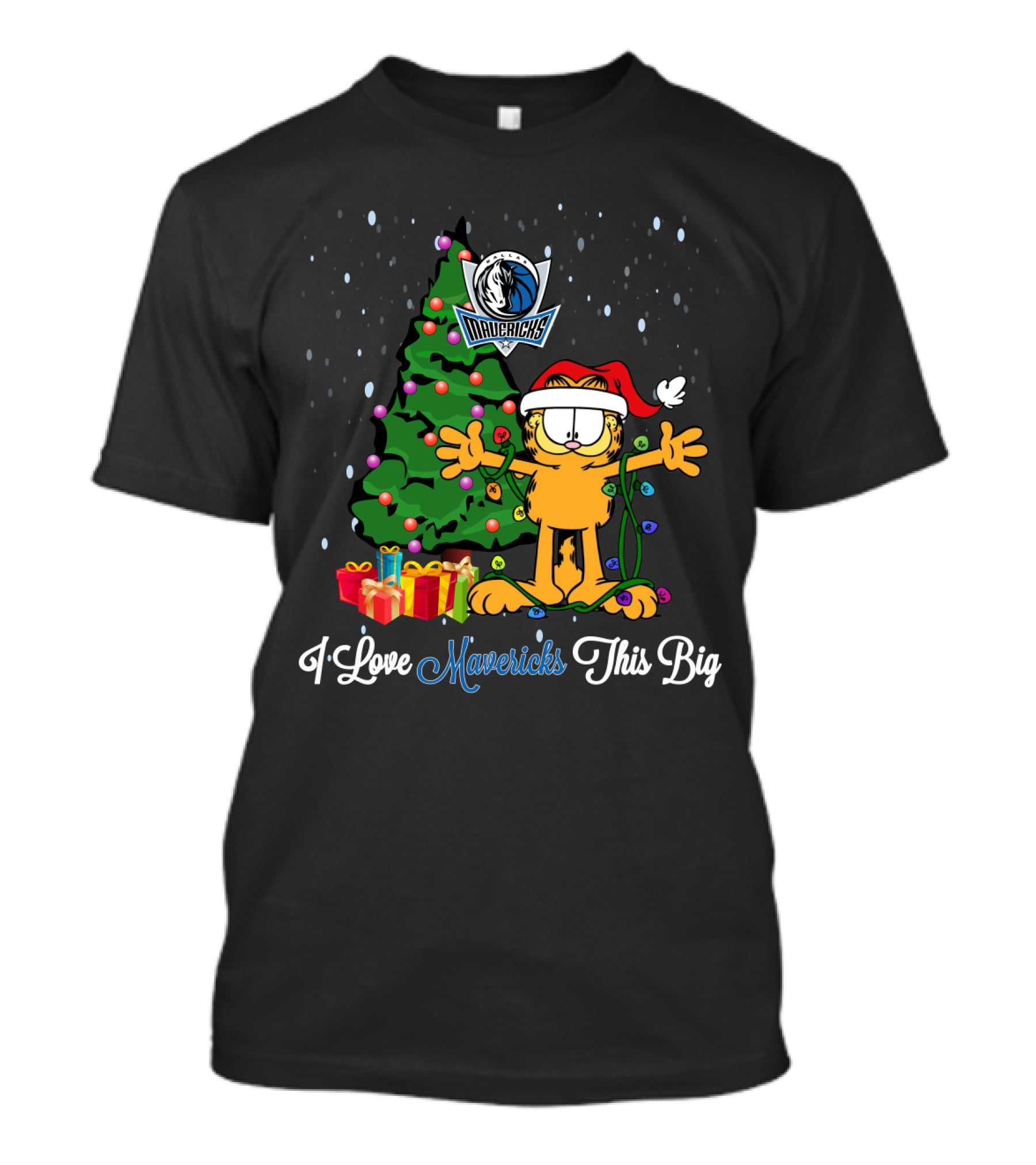 I Love Mavericks This Big Christmas Garfield Dallas Mavericks T-Shirt