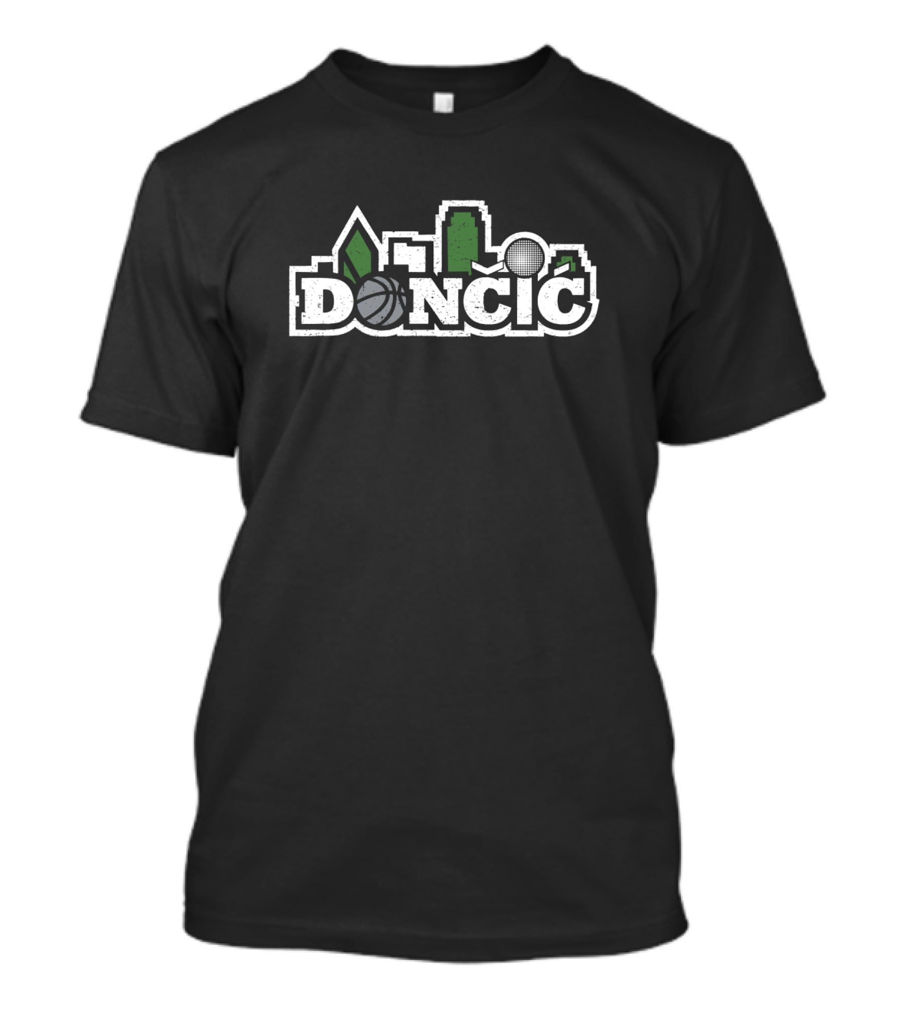 DONCIC Basketball Skyline Green City T-Shirt