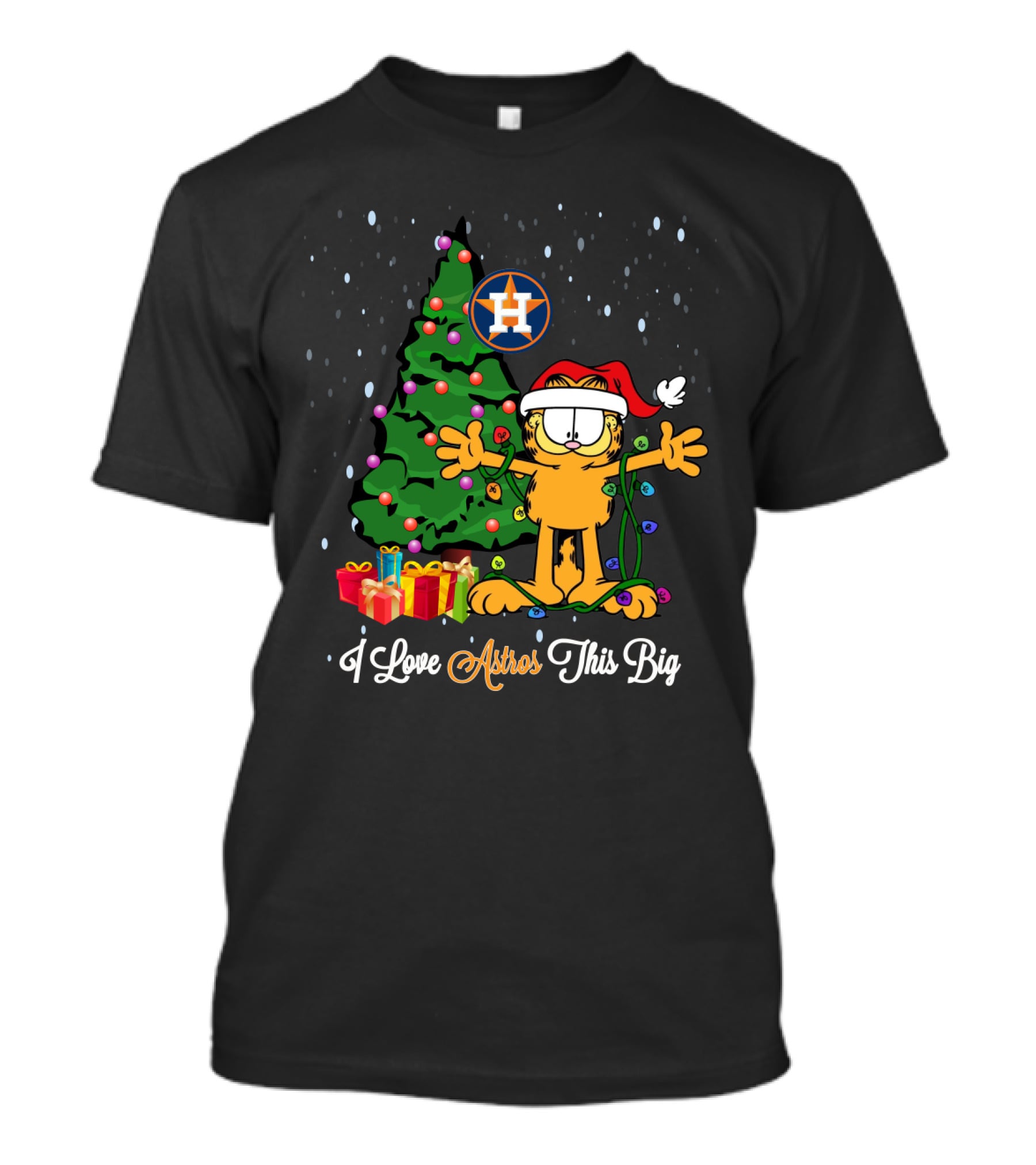 I Love Astros This Big Garfield Christmas Tree Houston Astros T-Shirt