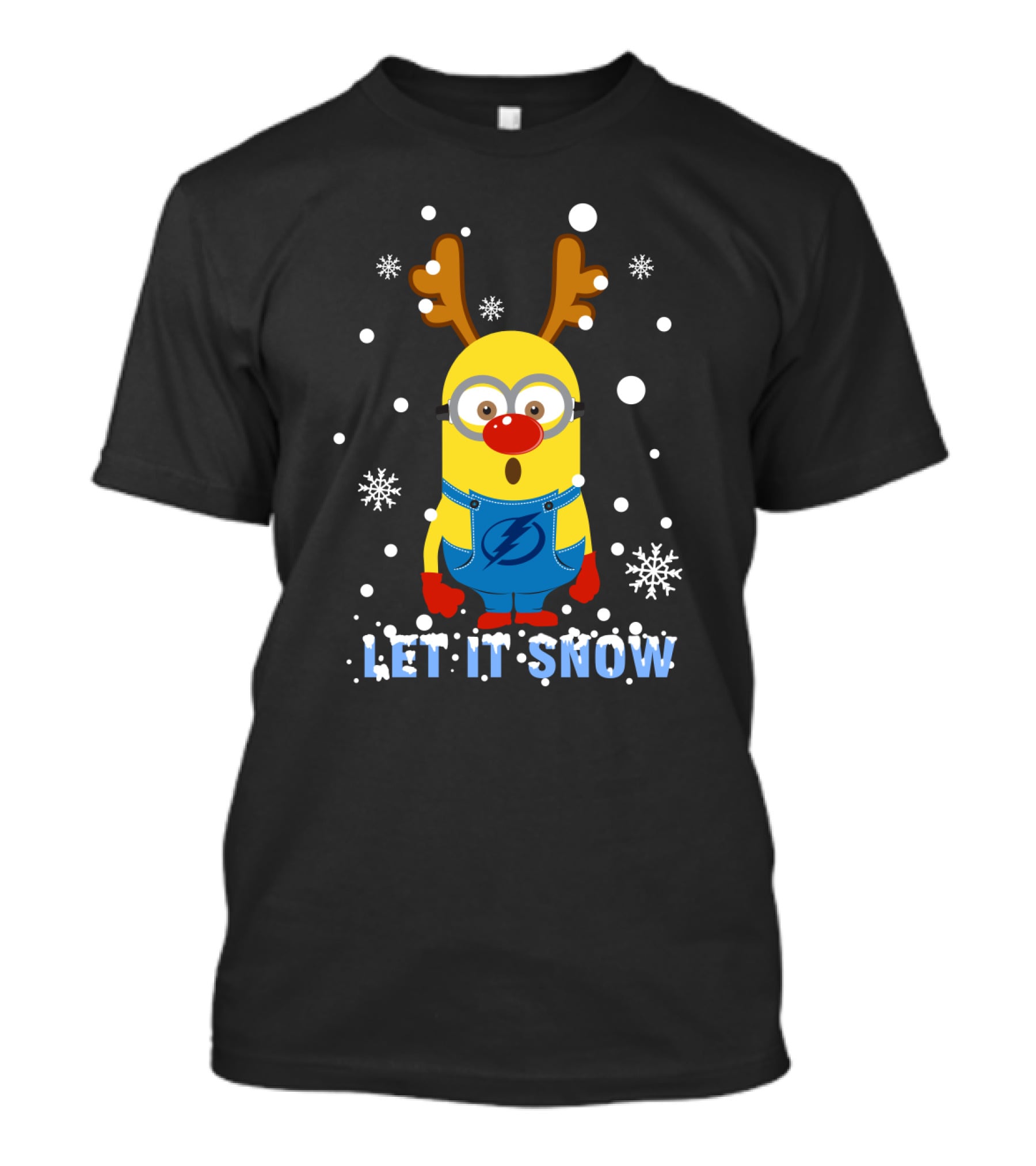 Let It Snow Minion Tampa Bay Lightning Reindeer Christmas T-Shirt