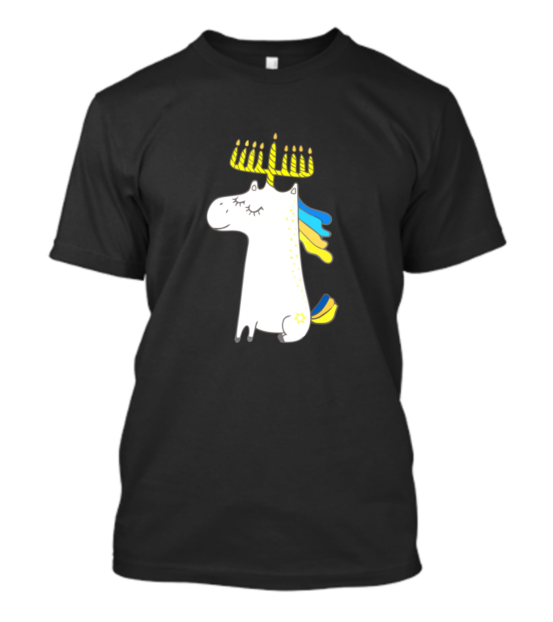 Unicorn With Menorah Horn And Star T-Shirt