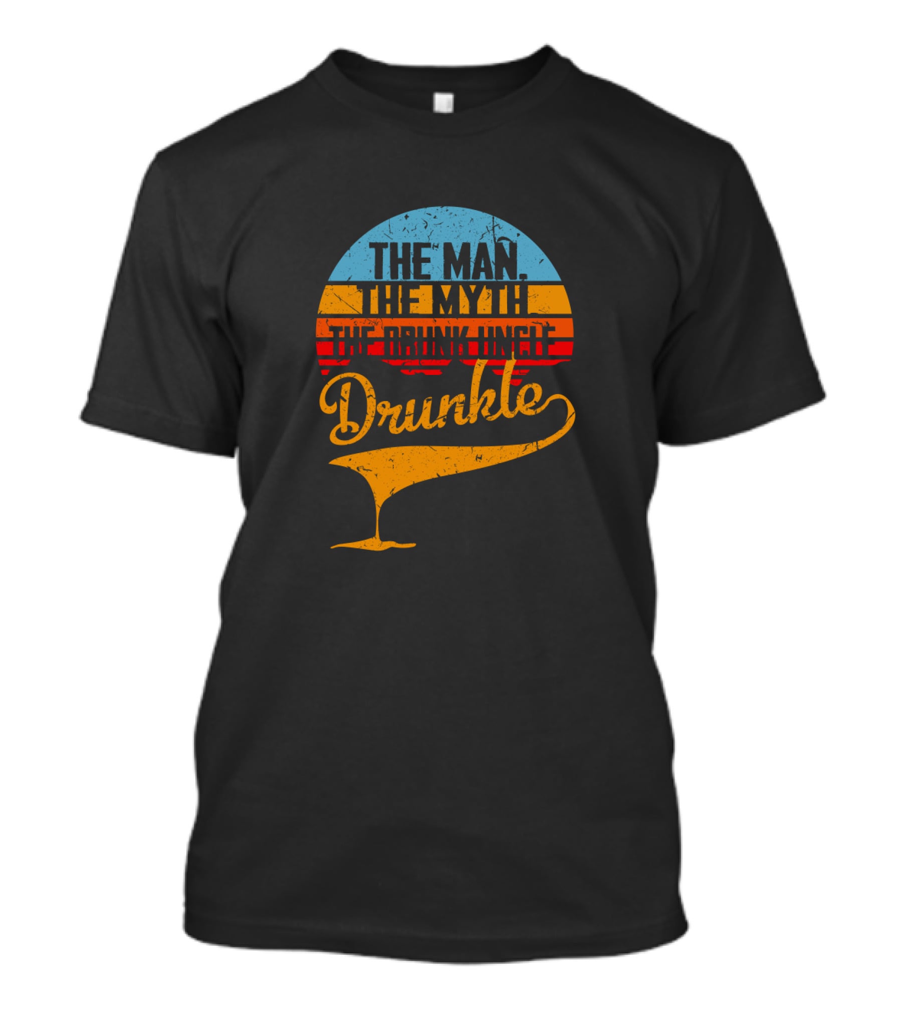 The Man The Myth The Drunk Uncle Drunkle Retro Sunset T-Shirt