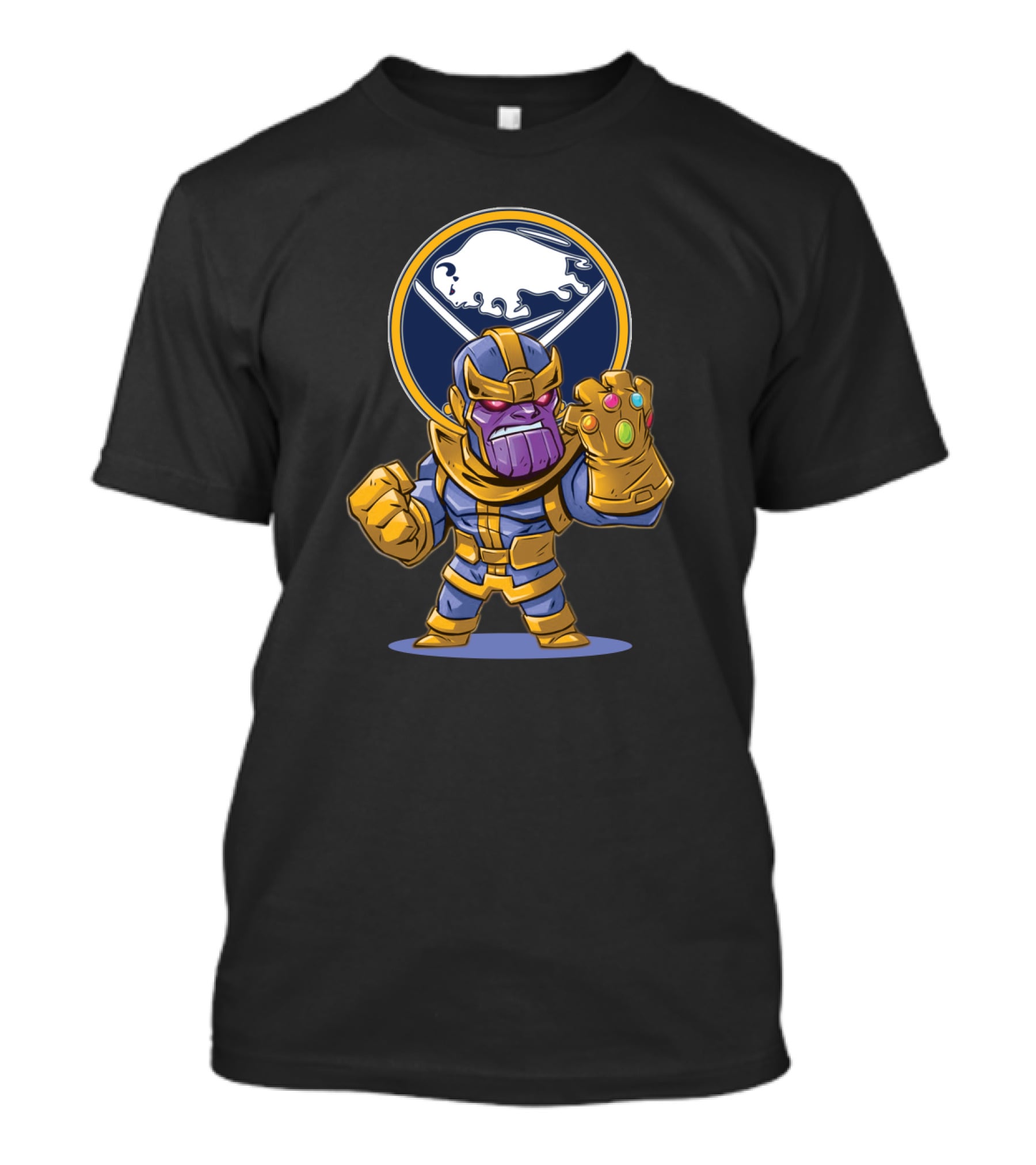 Thanos Holding Infinity Gauntlet In Front Of Buffalo Sabres T-Shirt