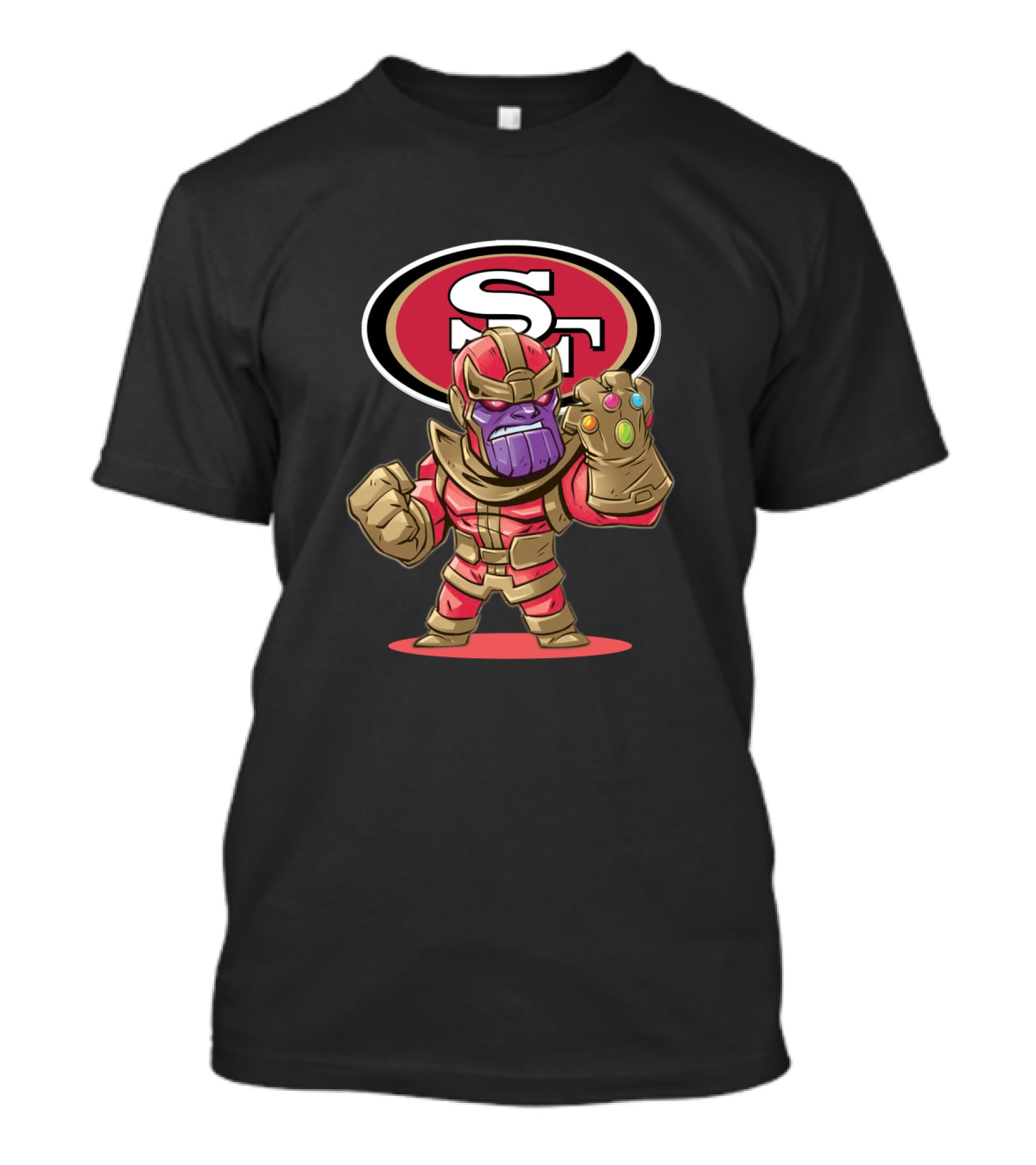 Thanos In San Francisco 49ers Colors With Infinity Gauntlet T-Shirt