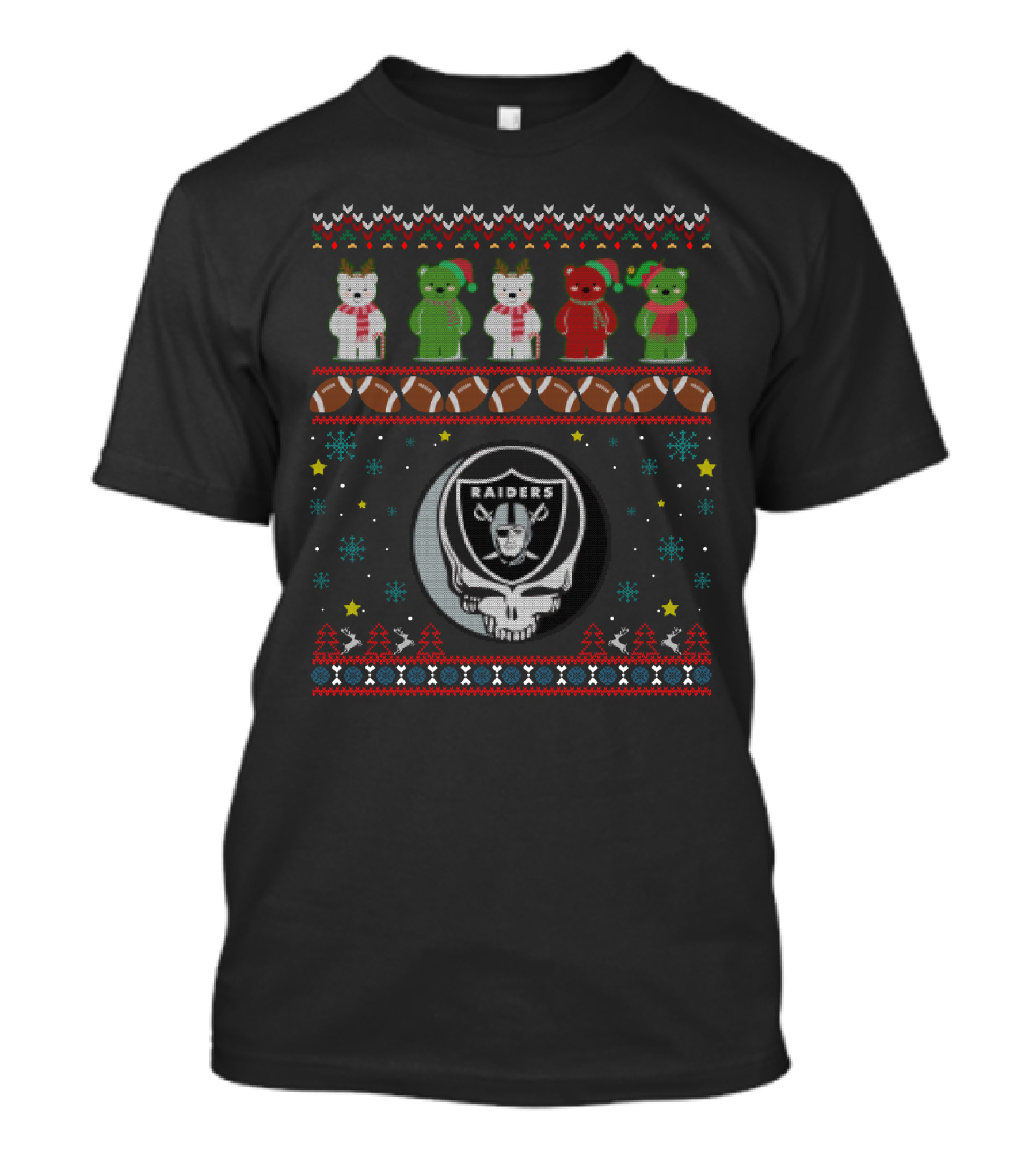 Oakland Raiders Grateful Dead Bears Christmas T-Shirt