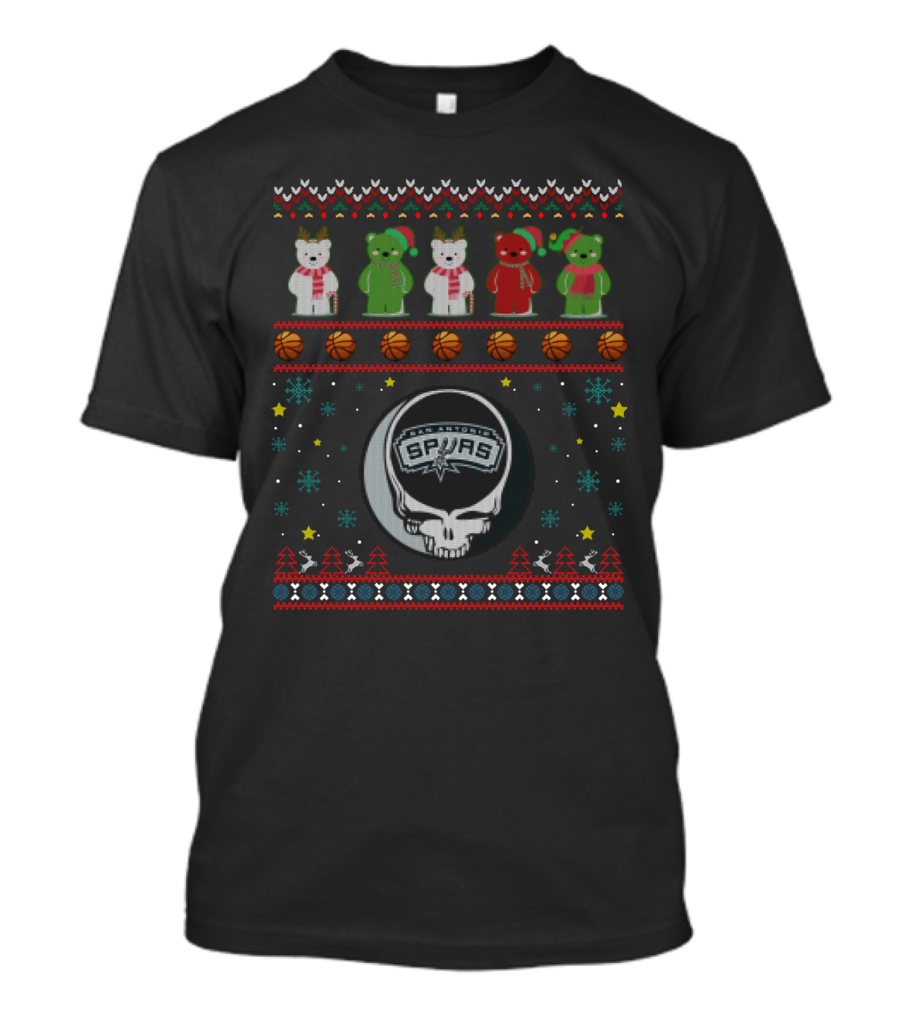 San Antonio Spurs Grateful Dead Bears Christmas T-Shirt