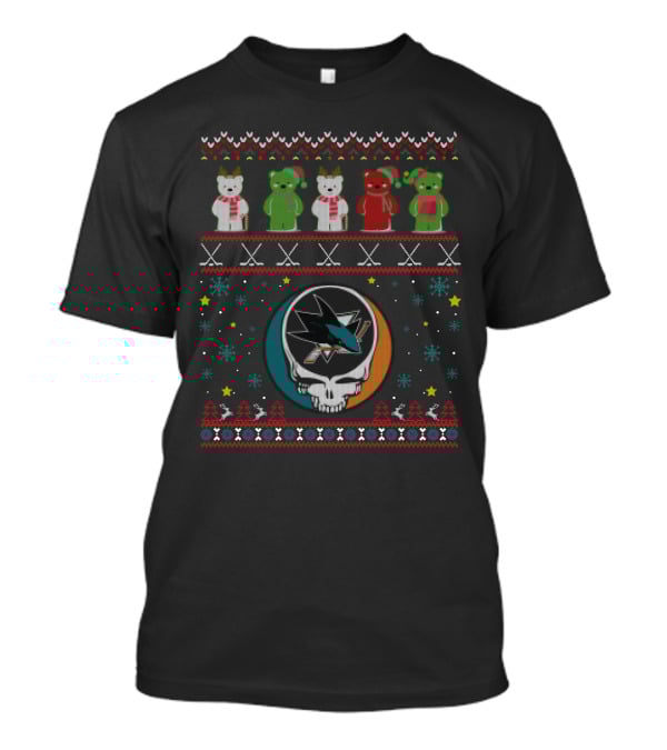 San Jose Sharks Grateful Dead Dancing Bears Steal Your Face Christmas T-Shirt
