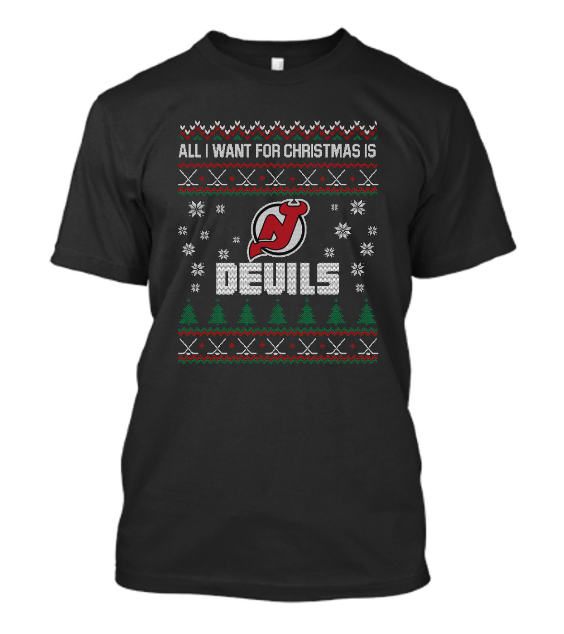 All I Want For Christmas Is New Jersey Devils Hockey Festive T-Shirt