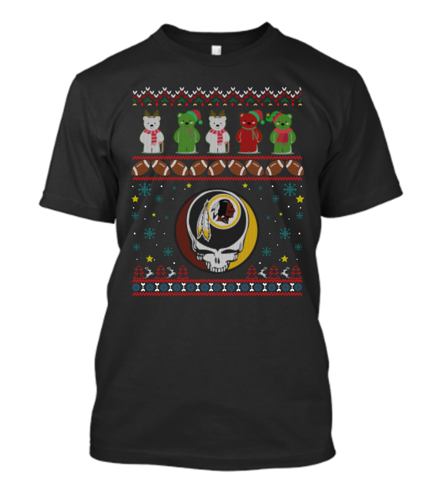 Washington Redskins Grateful Dead Bears Christmas Sweater Nfl T-Shirt