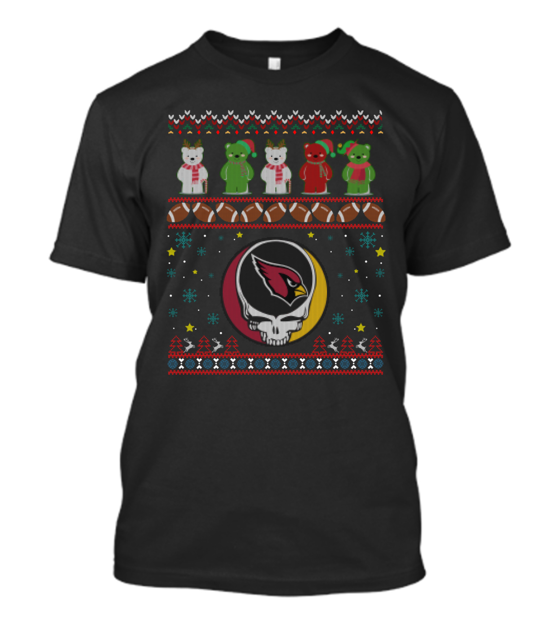 Arizona Cardinals Grateful Dead Christmas Bear T-Shirt
