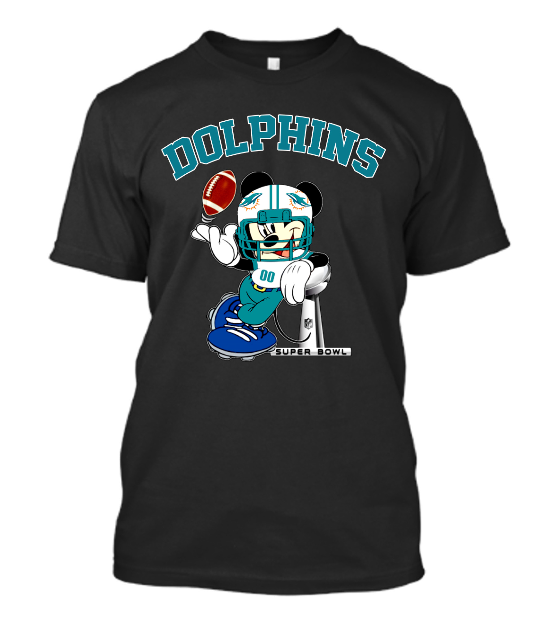 Miami Dolphins Mickey Nfl Super Bowl Football T-Shirt