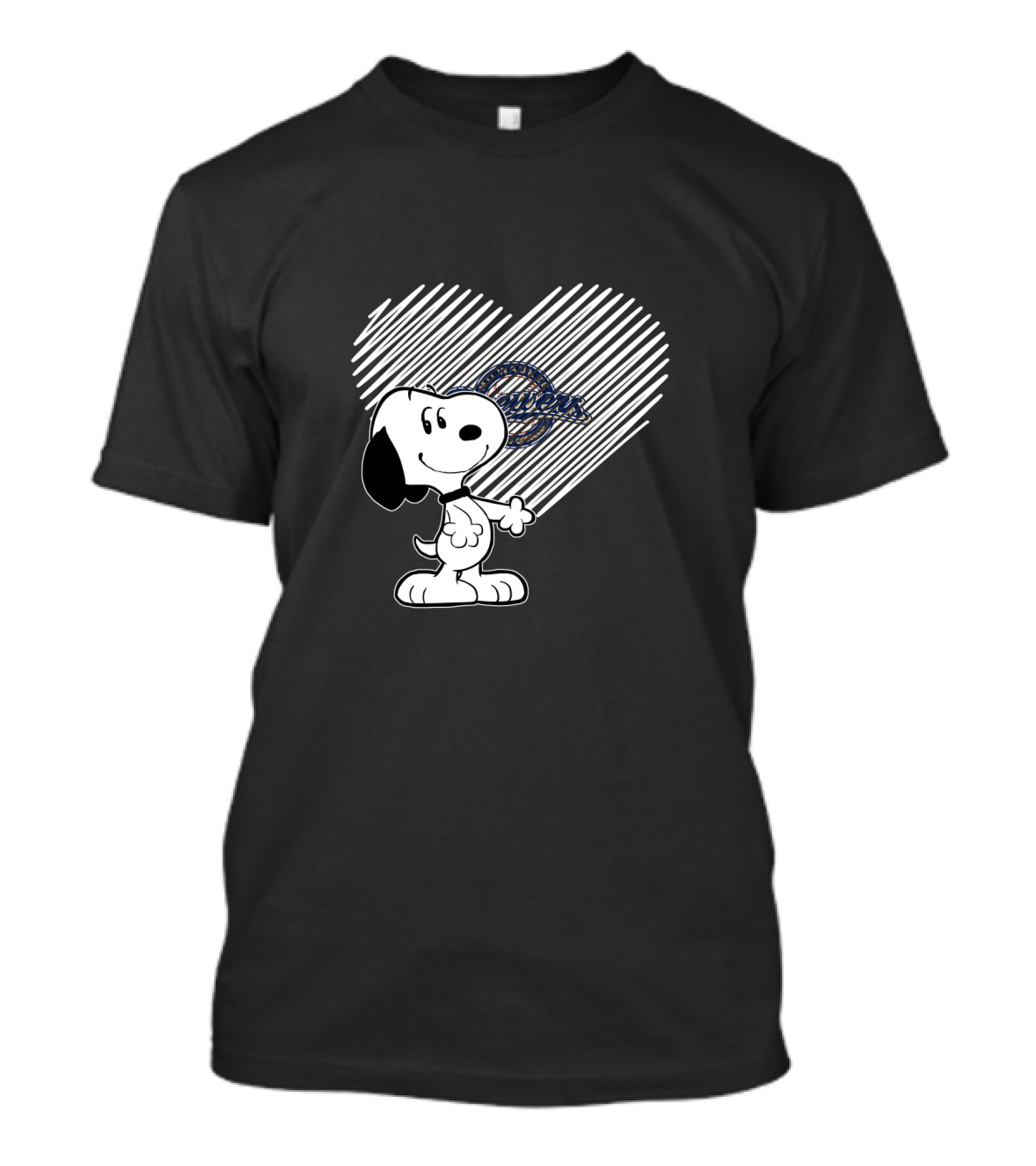 Snoopy Heart Milwaukee Brewers Peanuts Baseball Fan T-Shirt