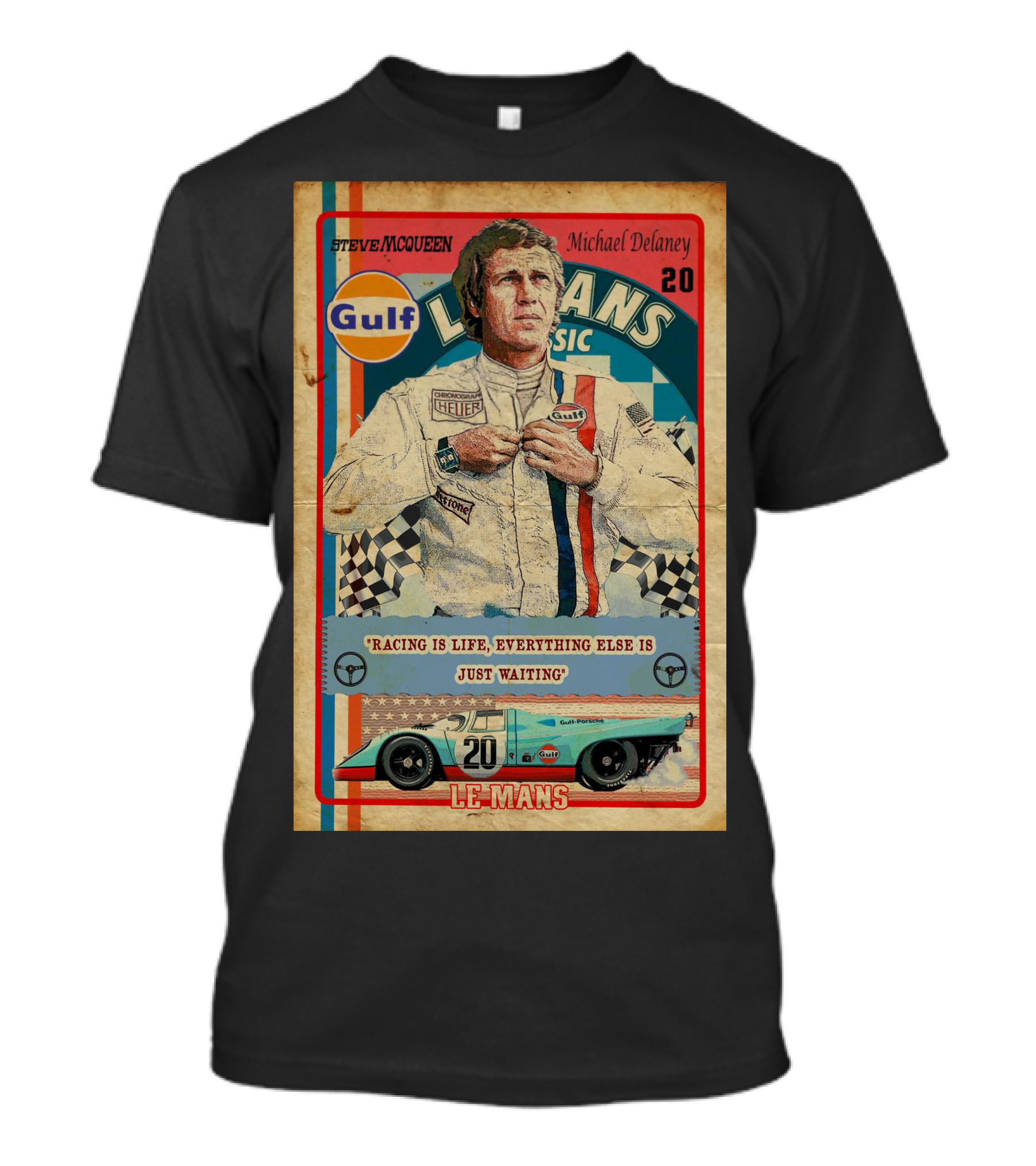 Steve McQueen Racing Gulf Le Mans Michael Delaney Classic 20 T-Shirt