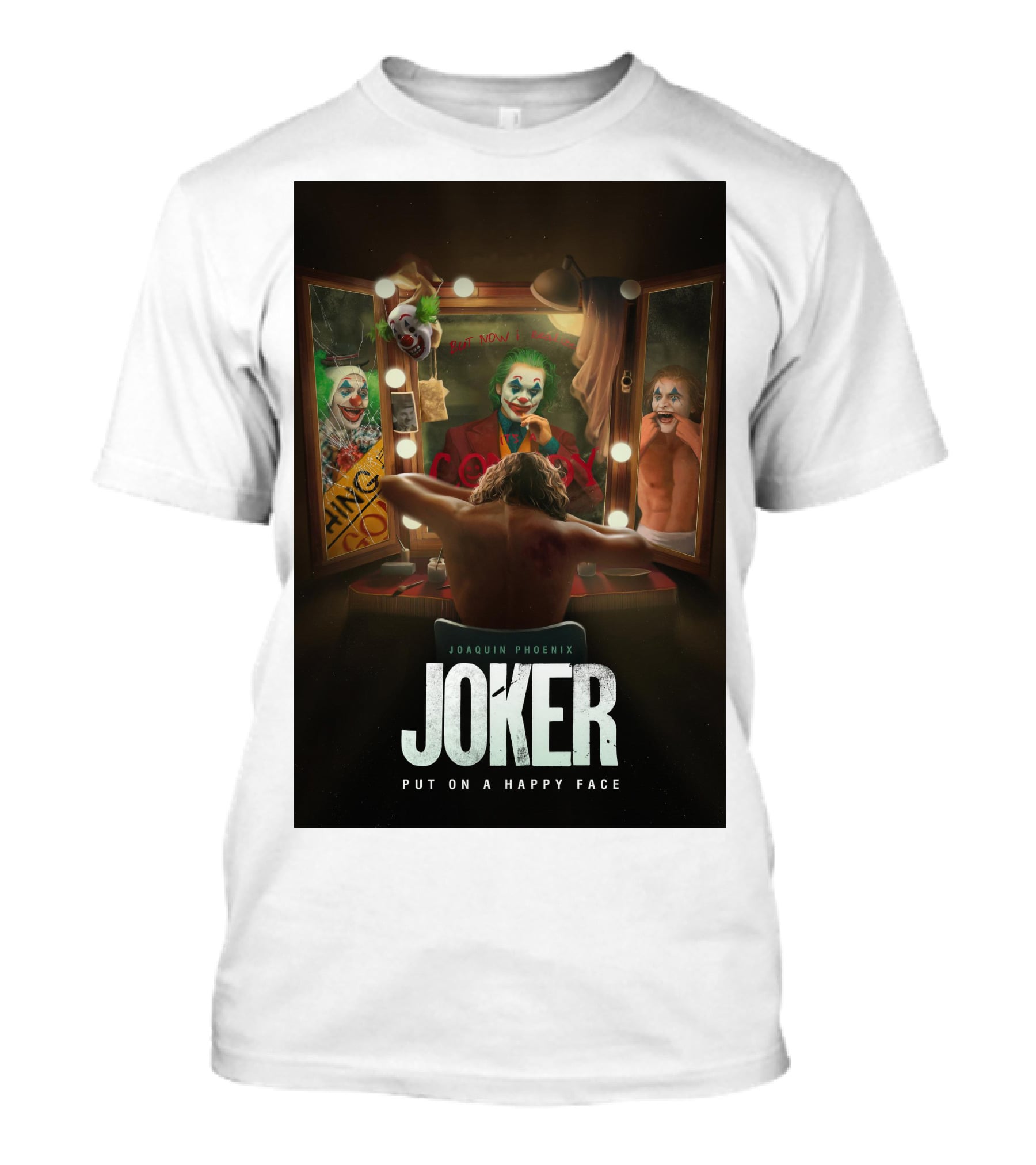 Joaquin Phoenix Joker Put On A Happy Face Mirror Reflection T-Shirt