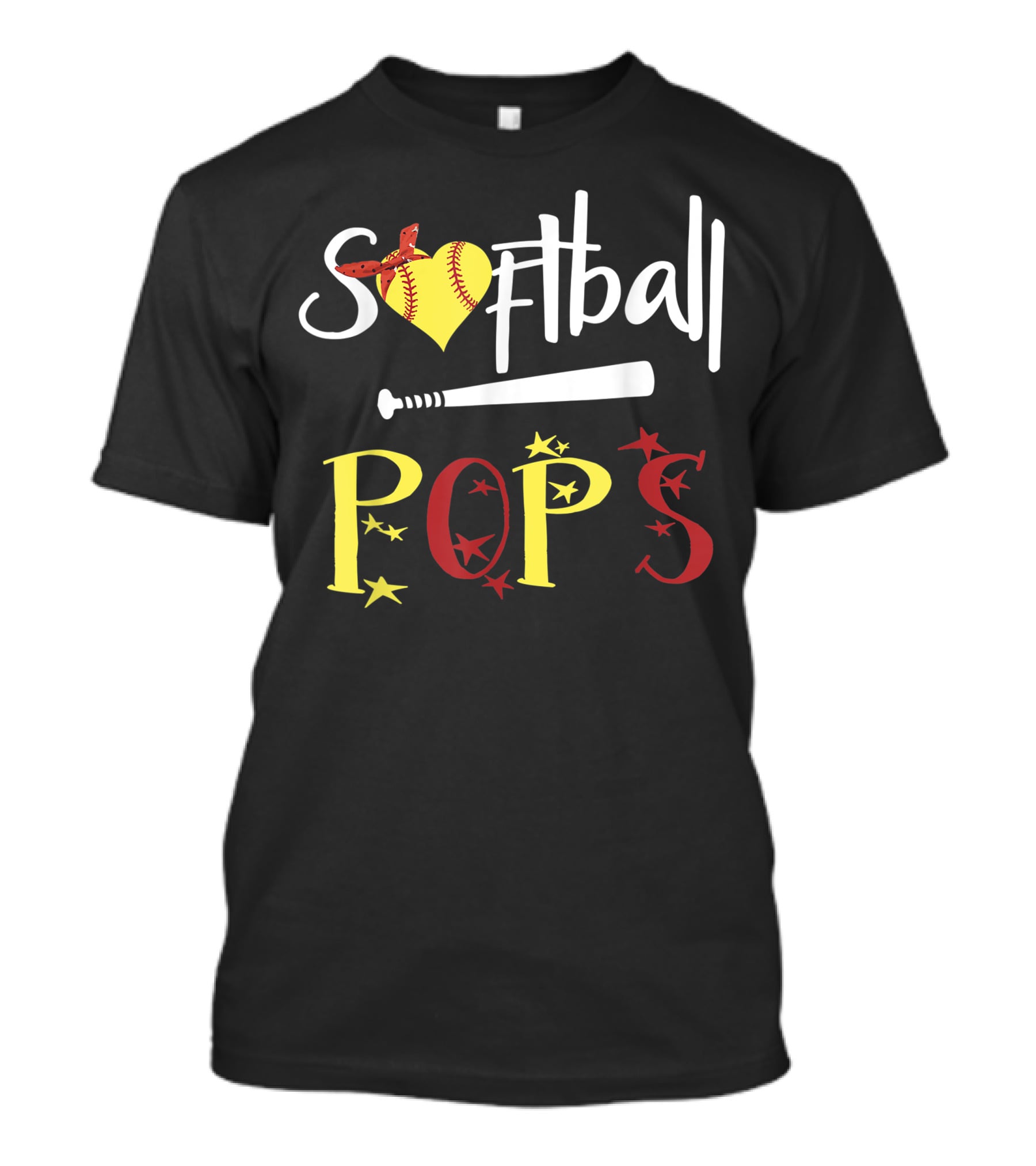 Softball Pops Heart Bat Stars T-Shirt