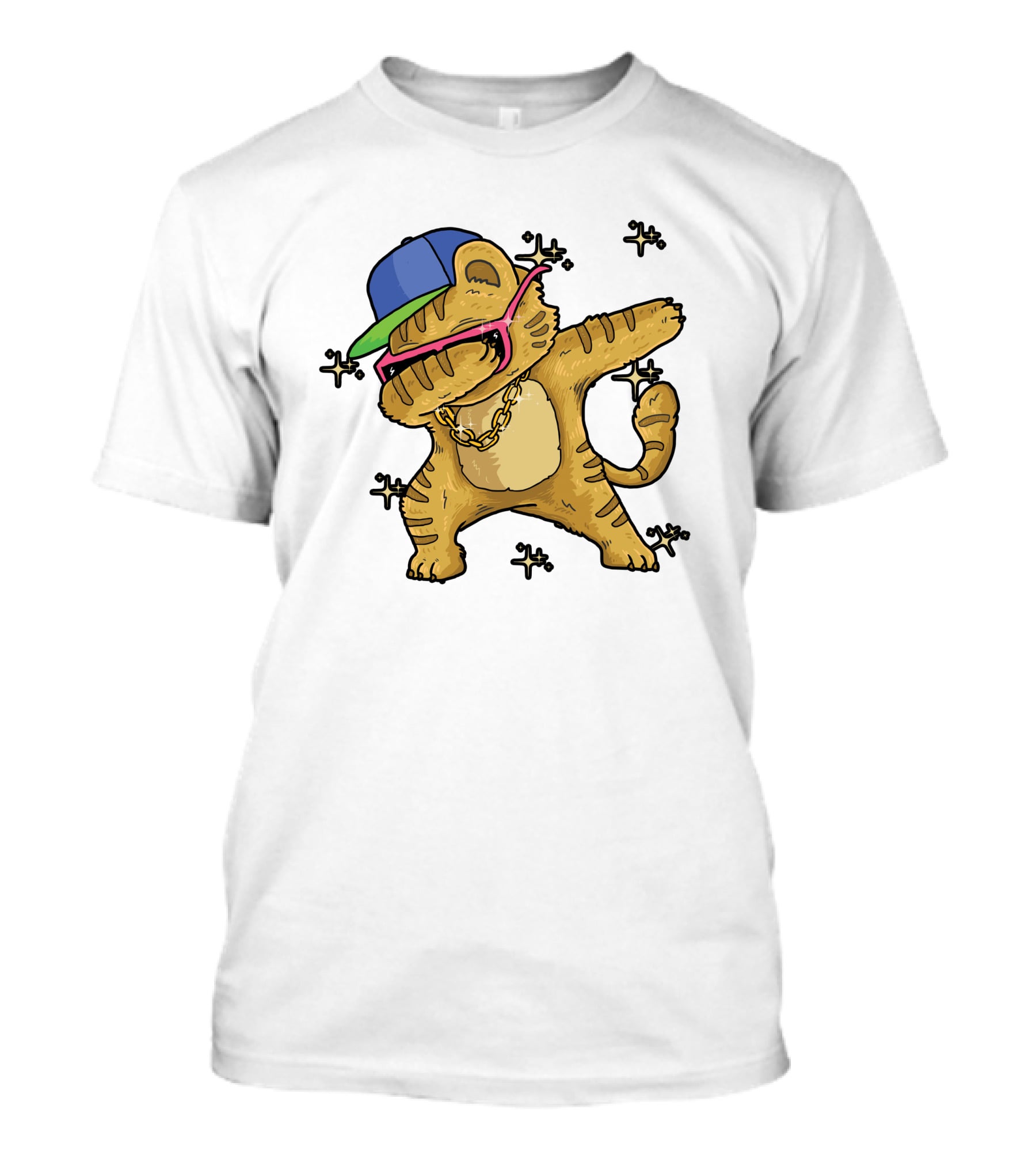 Rise Your Hand With Cat In Cap And Glasses Dabbing T-Shirt