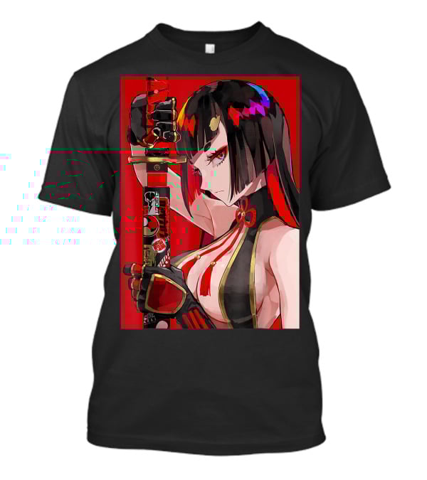 Anime Girl Japanese Aesthetic Katana Warrior Otaku T-Shirt