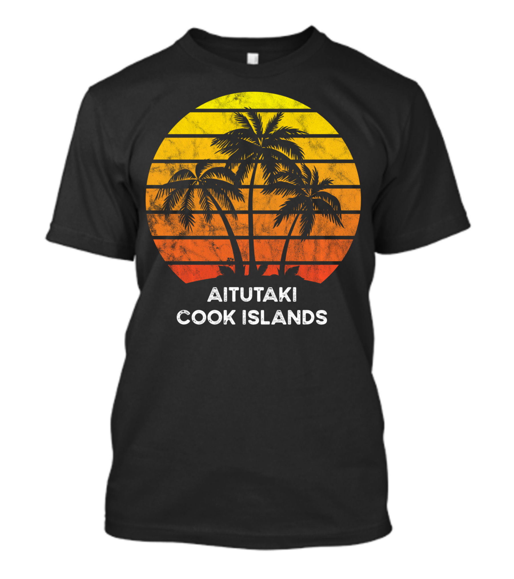 Aitutaki Cook Islands Sunset Palm Tree Vacation Beach Scene T-Shirt