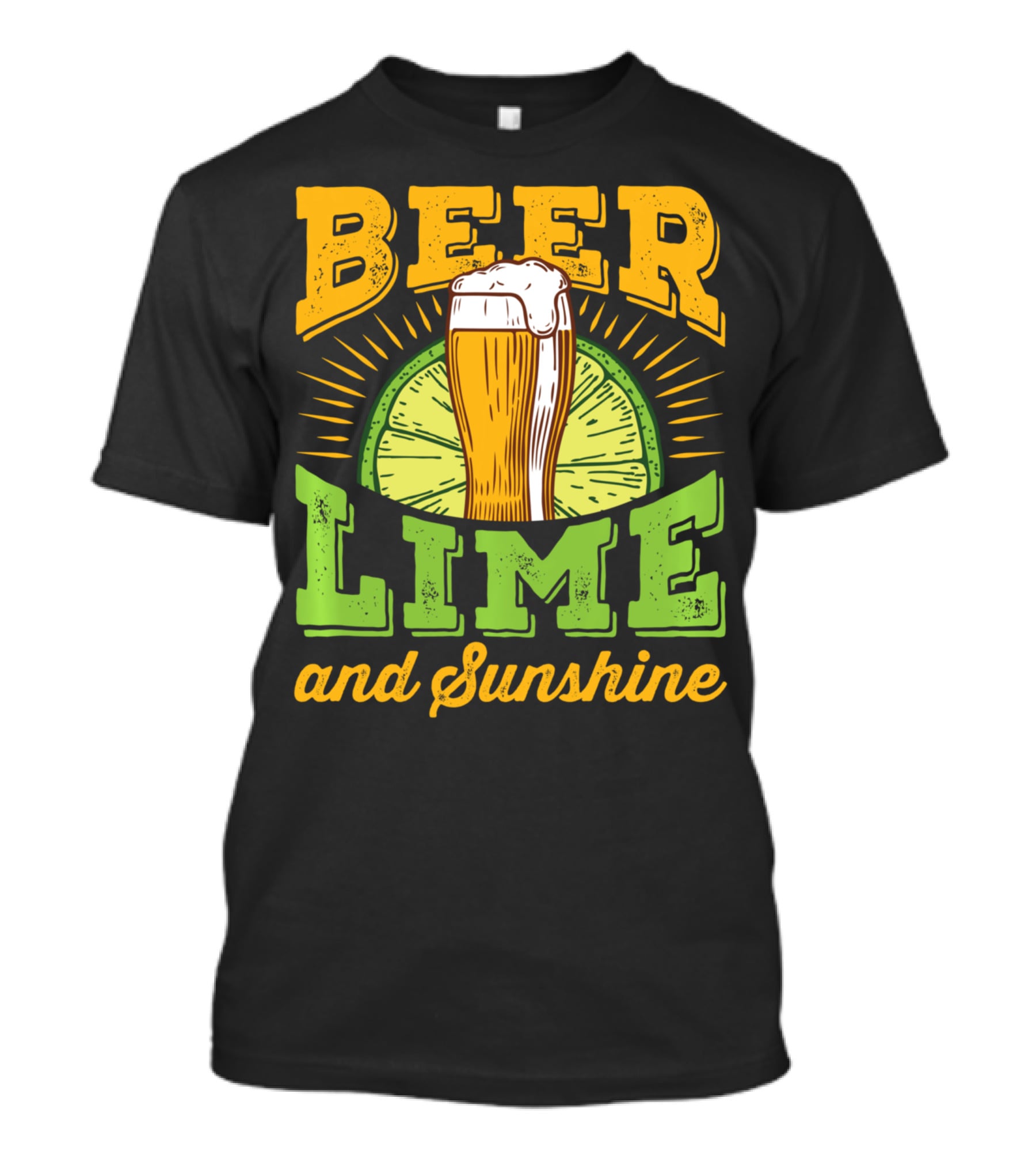 Beer Lime And Sunshine Cool Alcoholic Drink Drinker T-Shirt