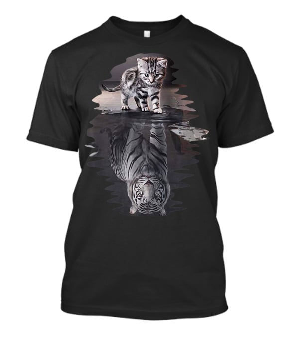 Cat Reflection As Tiger In Water T-Shirt