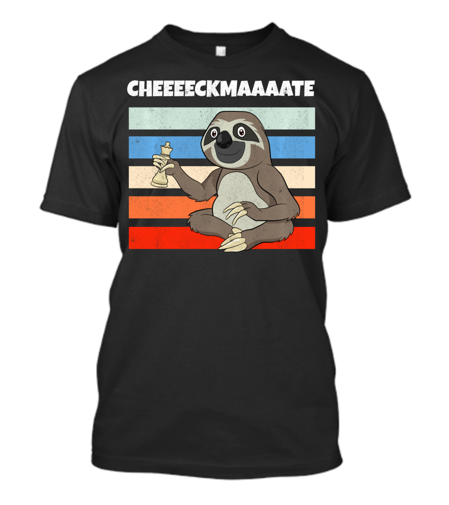 Cheeeckmaaaate Chess Sloth Holding Pawn T-Shirt