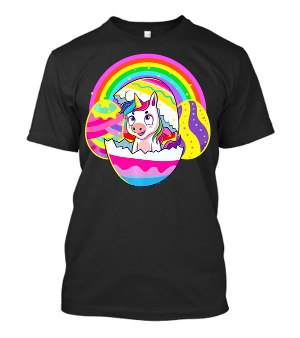 Easter Unicorn Rainbow Cute Eggs Birthday Girls T-Shirt