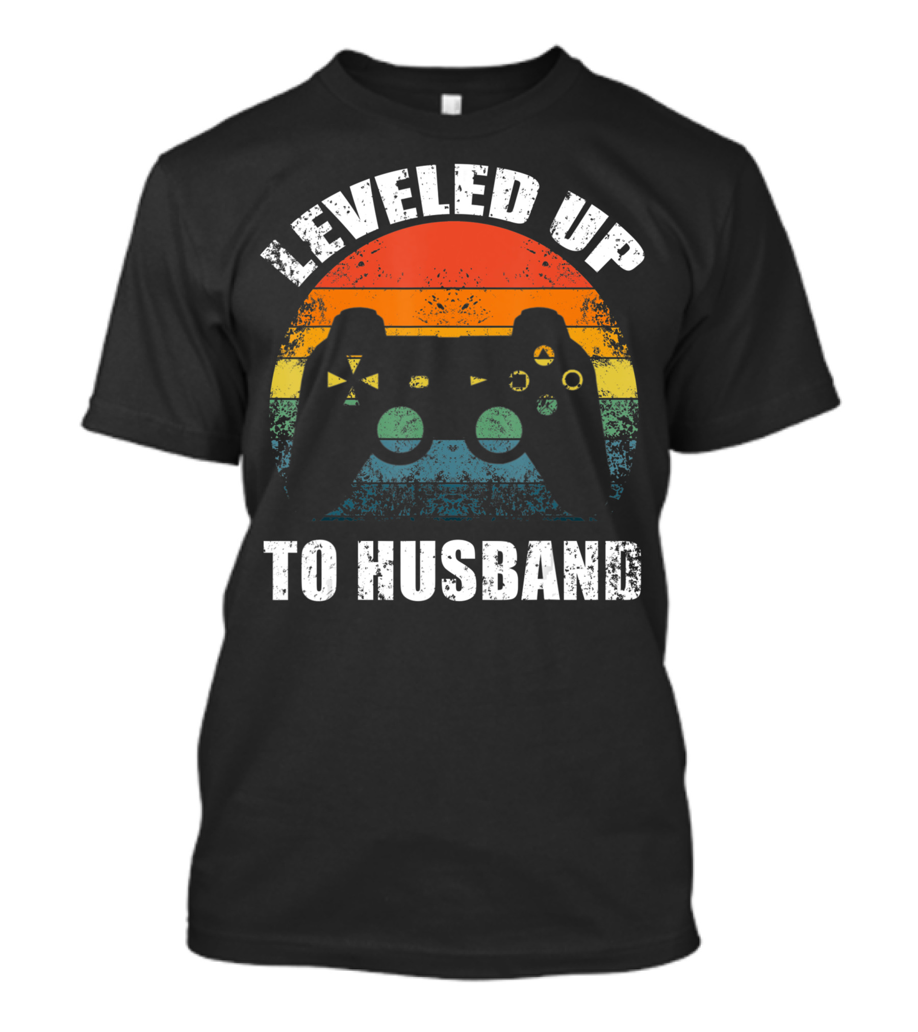 Leveled Up To Husband Retro Video Game Controller Wedding Announcement T-Shirt
