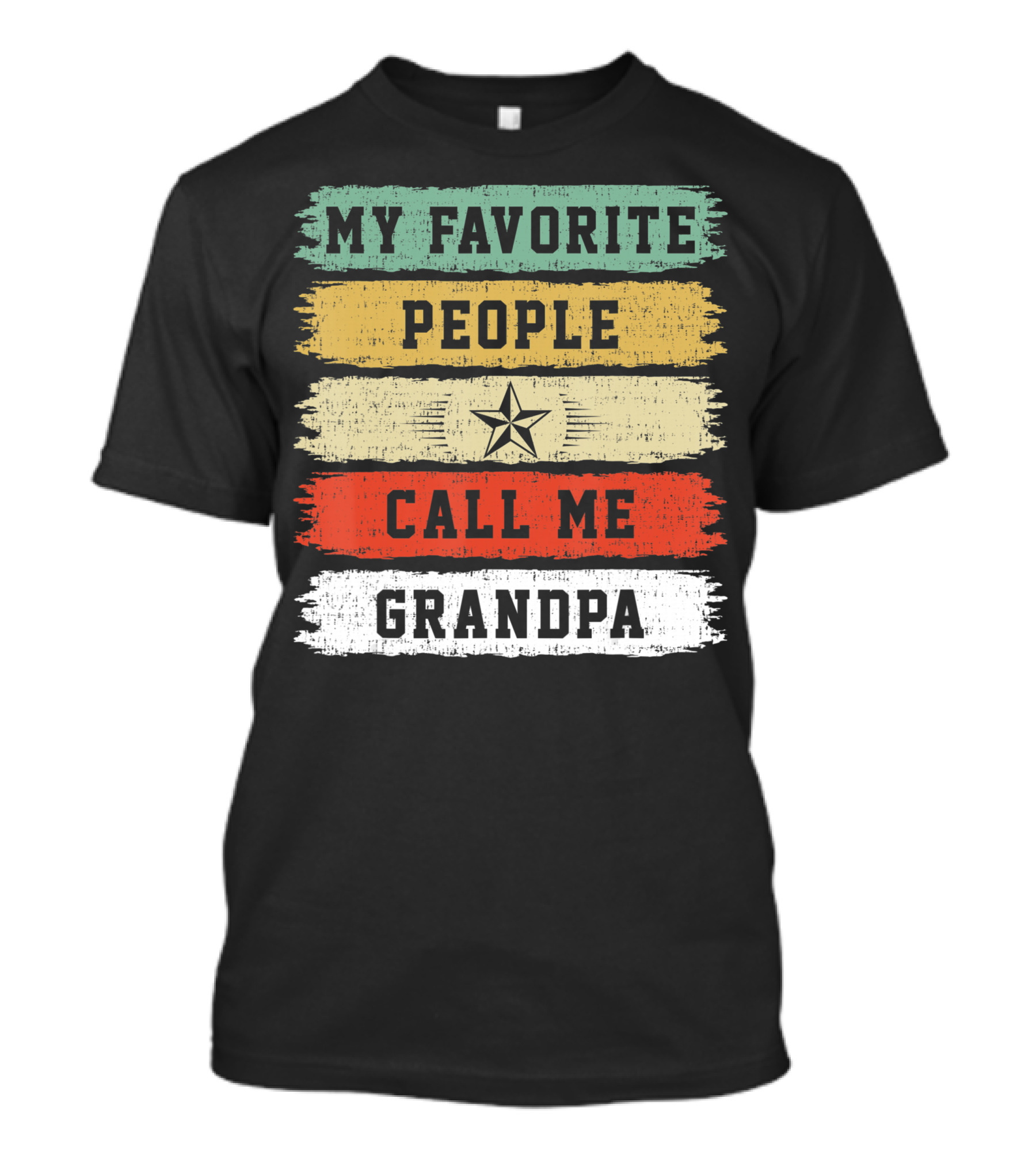 My Favorite People Call Me Grandpa Distressed Stripes Star T-Shirt
