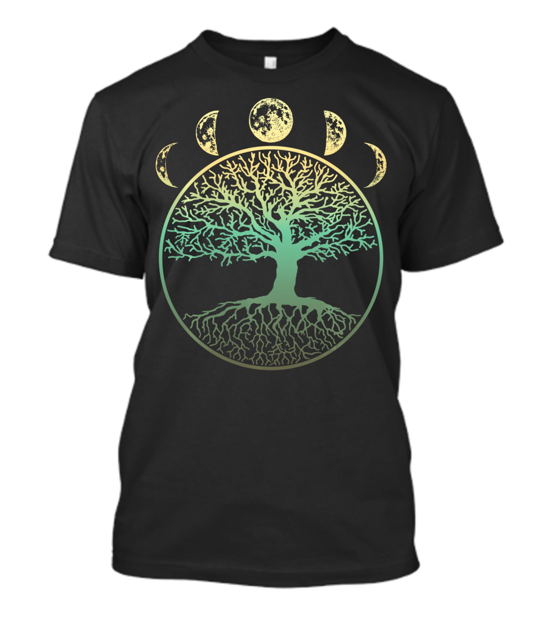 Phases Of The Moon Tree Of Life Cottagecore Aesthetic Lunar Cycle Botanical Symbolism T-Shirt