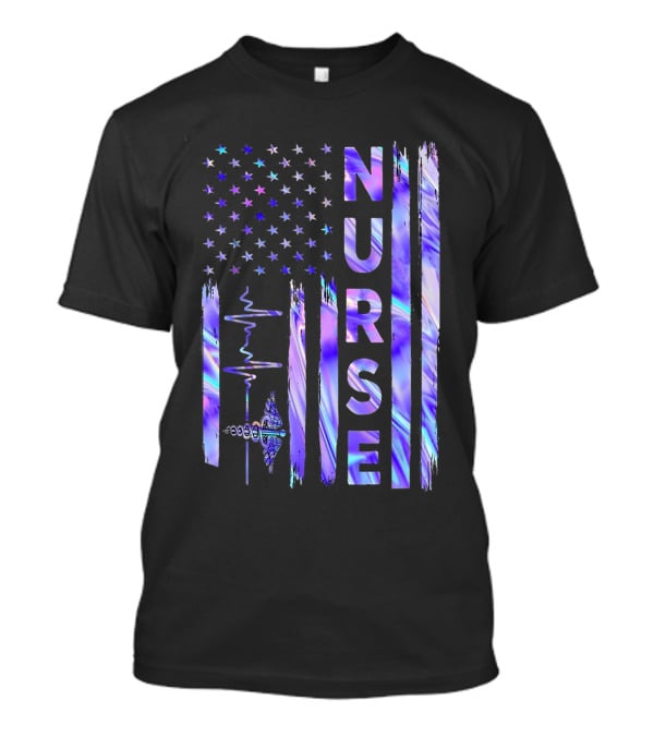 Nurse USA Flag Proud Girls Love Nursing Day T-Shirt