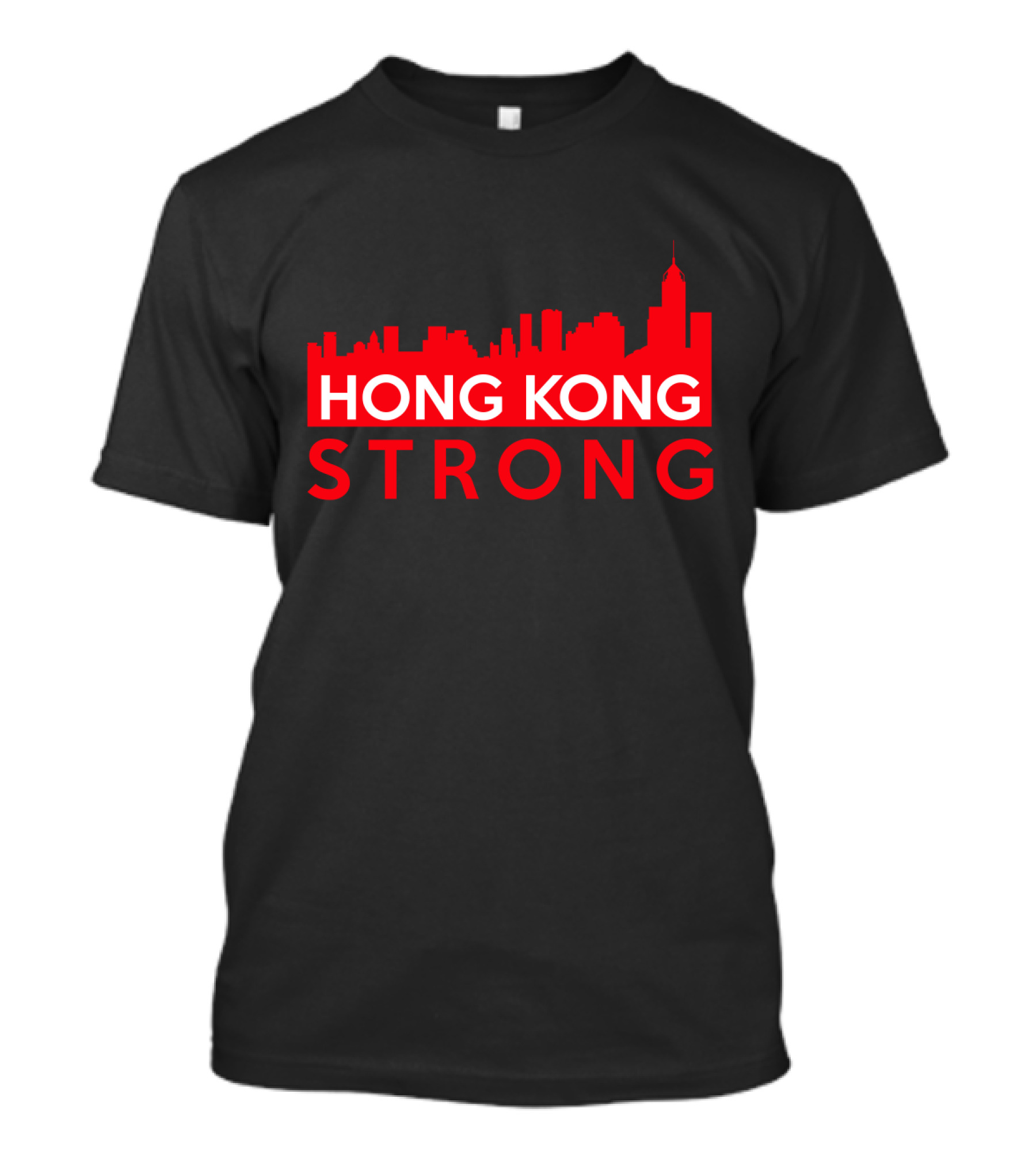 Hong Kong Strong City Red Skyline T-Shirt