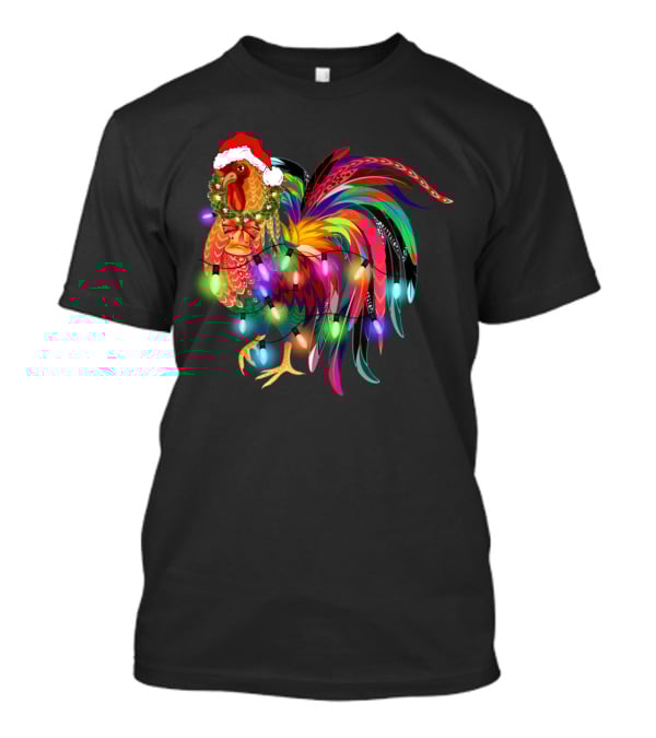 Festive Chicken With Christmas Lights And Santa Hat T-Shirt