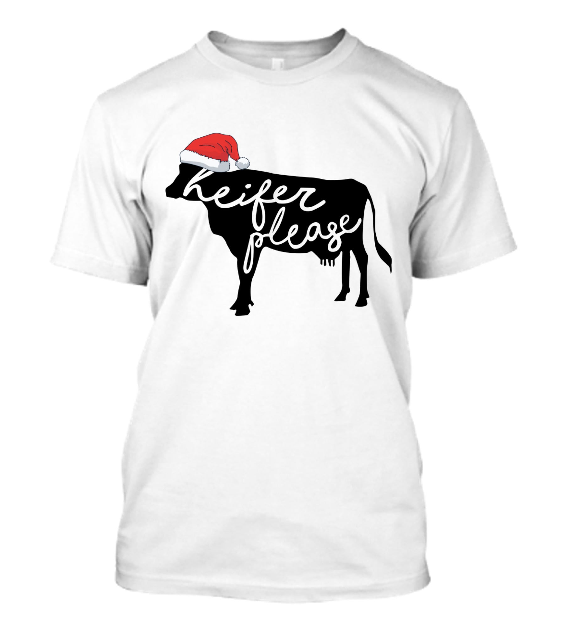 Merry Christmas Heifer Please Silhouette With Santa Hat T-Shirt