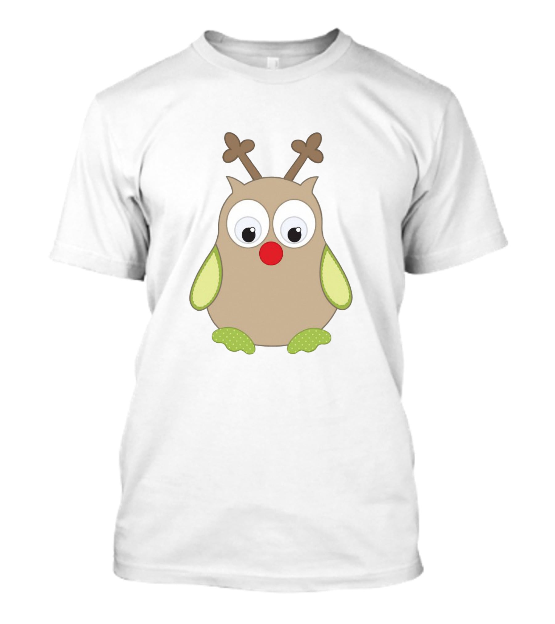 Owls With Reindeer Antlers And Red Nose Cute Holiday Critter T-Shirt