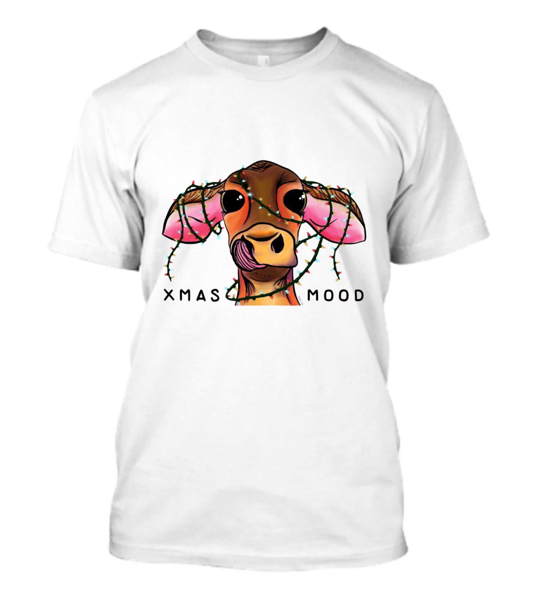 Xmas Mood Cow Wrapped In Festive Lights T-Shirt