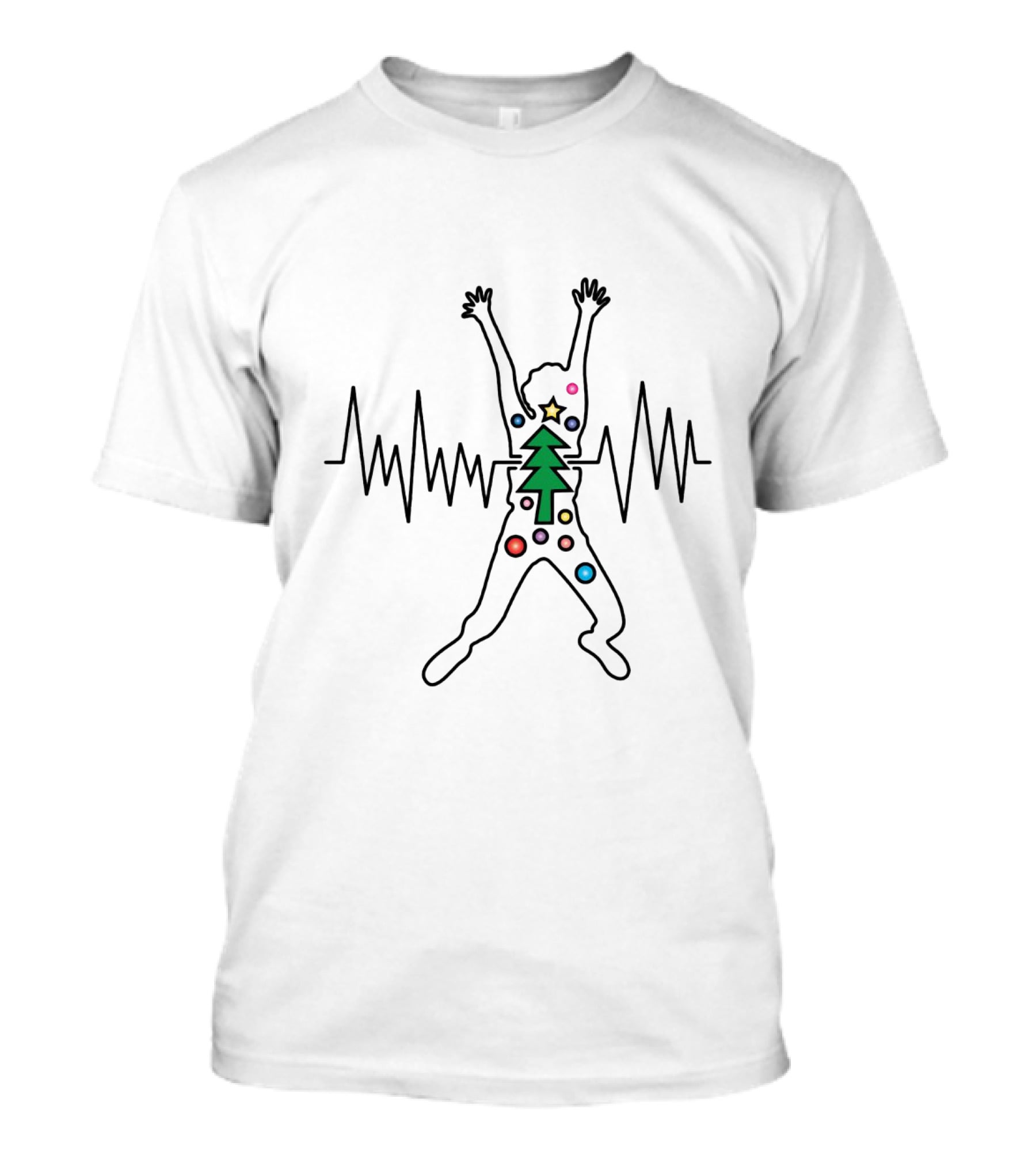 Happy Christmas Beat With Vibrant Tree Silhouette And Festive Sound Wave T-Shirt