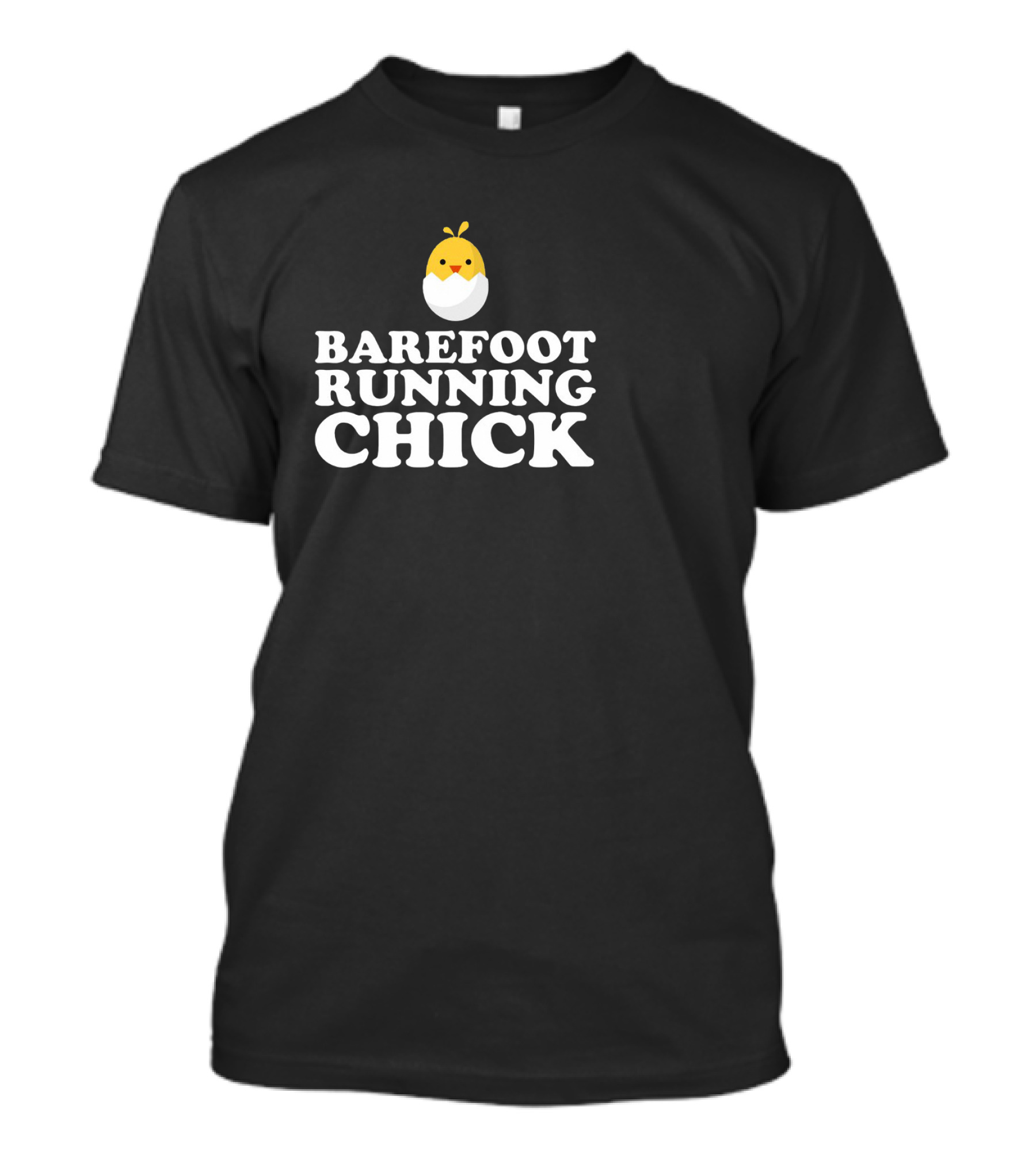 Barefoot Running Chick Egg With Cute Yellow Chicken T-Shirt