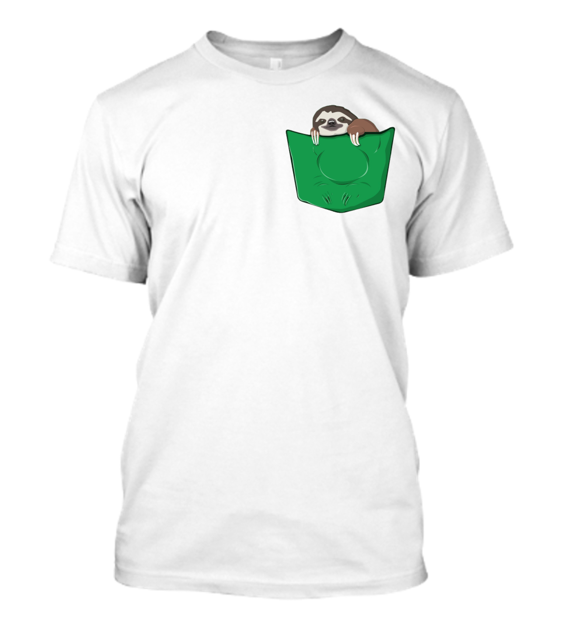 Cute Sloths Pocket With Adorable Sloth Peeking From Green Pocket T-Shirt