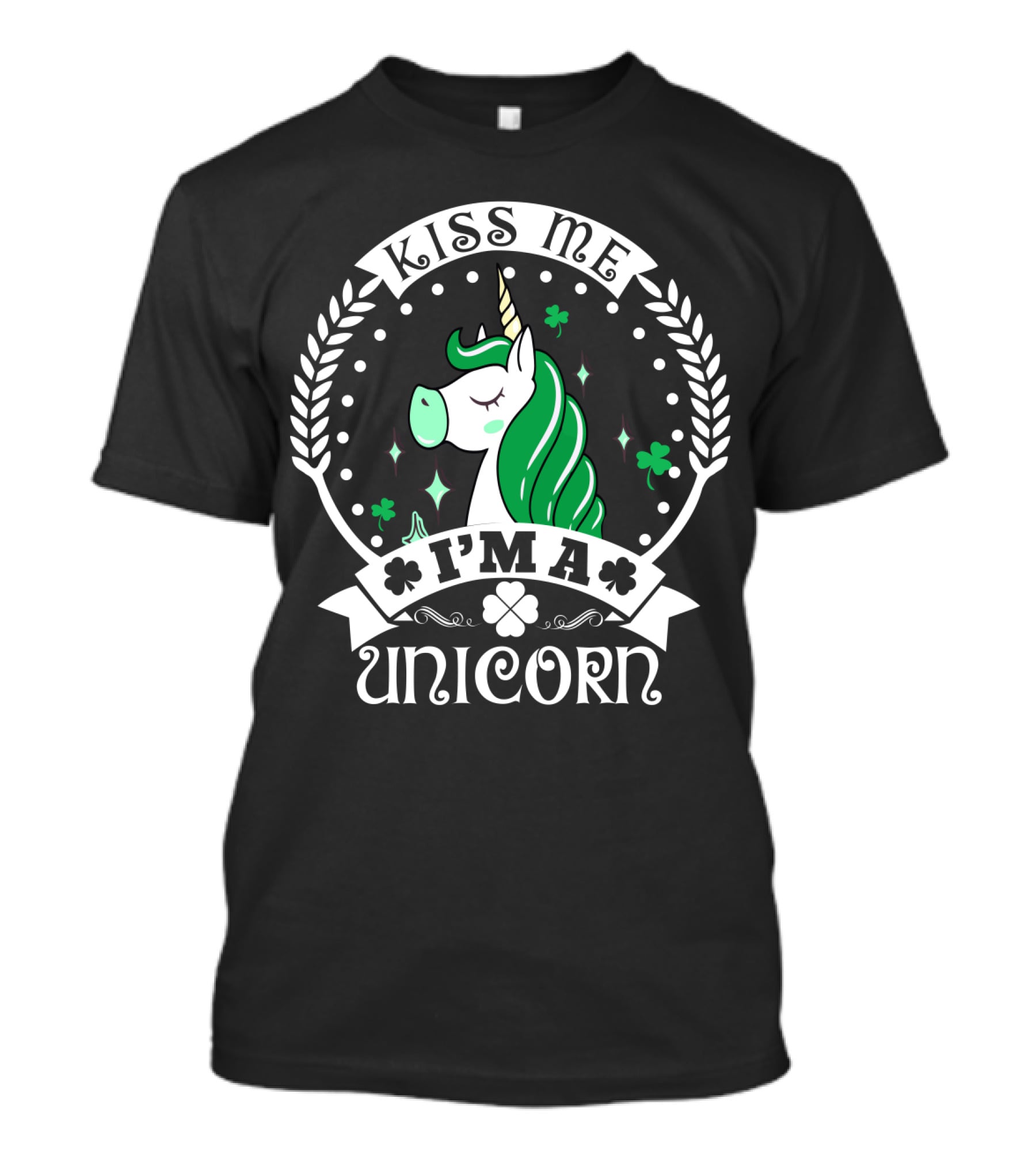 Kiss Me I'm A Unicorn St Patrick's Lucky Shamrock T-Shirt