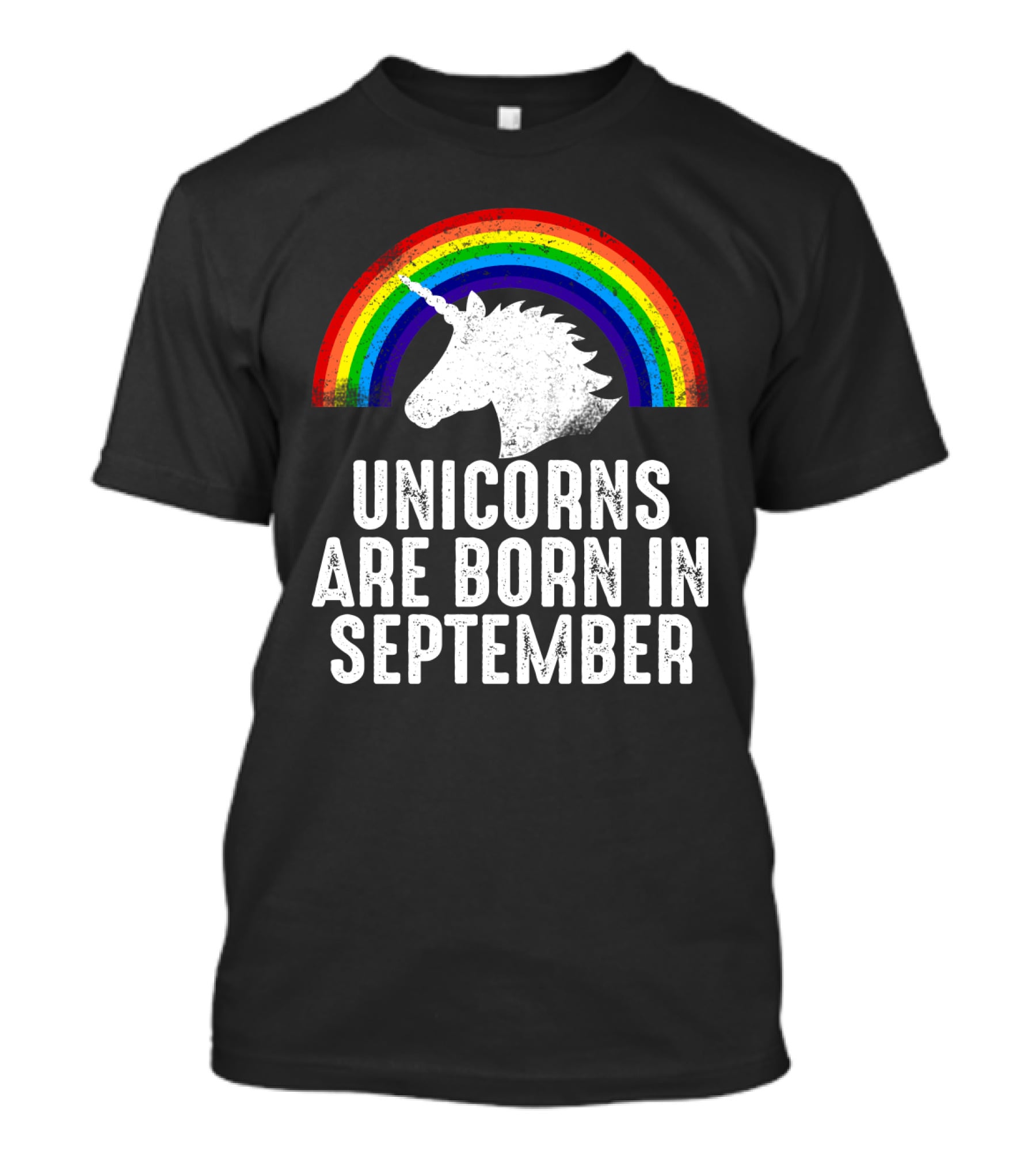 Unicorns Are Born In September Rainbow Unicorn Head T-Shirt
