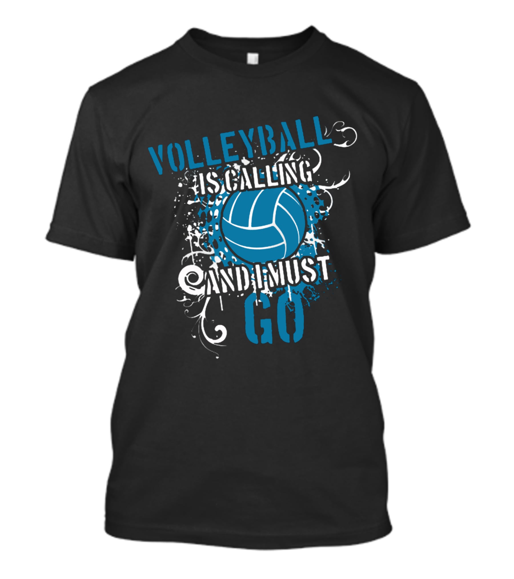 Volleyball Is Calling And I Must Go Blue Splatter T-Shirt