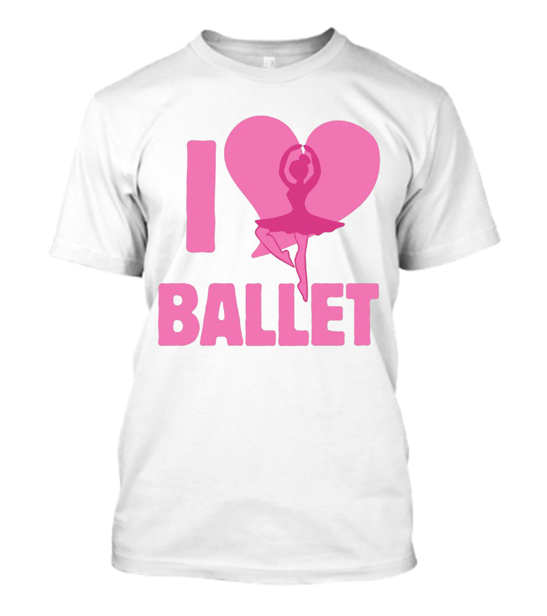 I Heart Ballet Pink Ballerina Silhouette In Love Heart T-Shirt