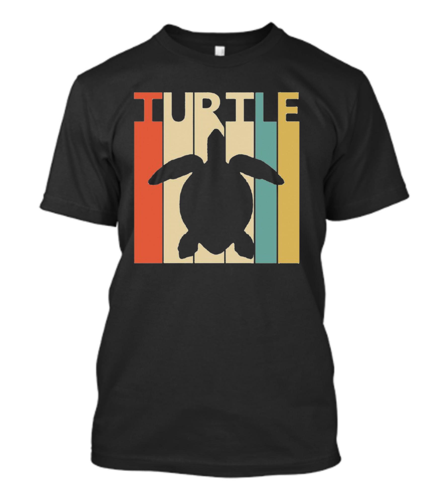 Turtle Retro Silhouette Colorful Stripes Spirit Animal T-Shirt