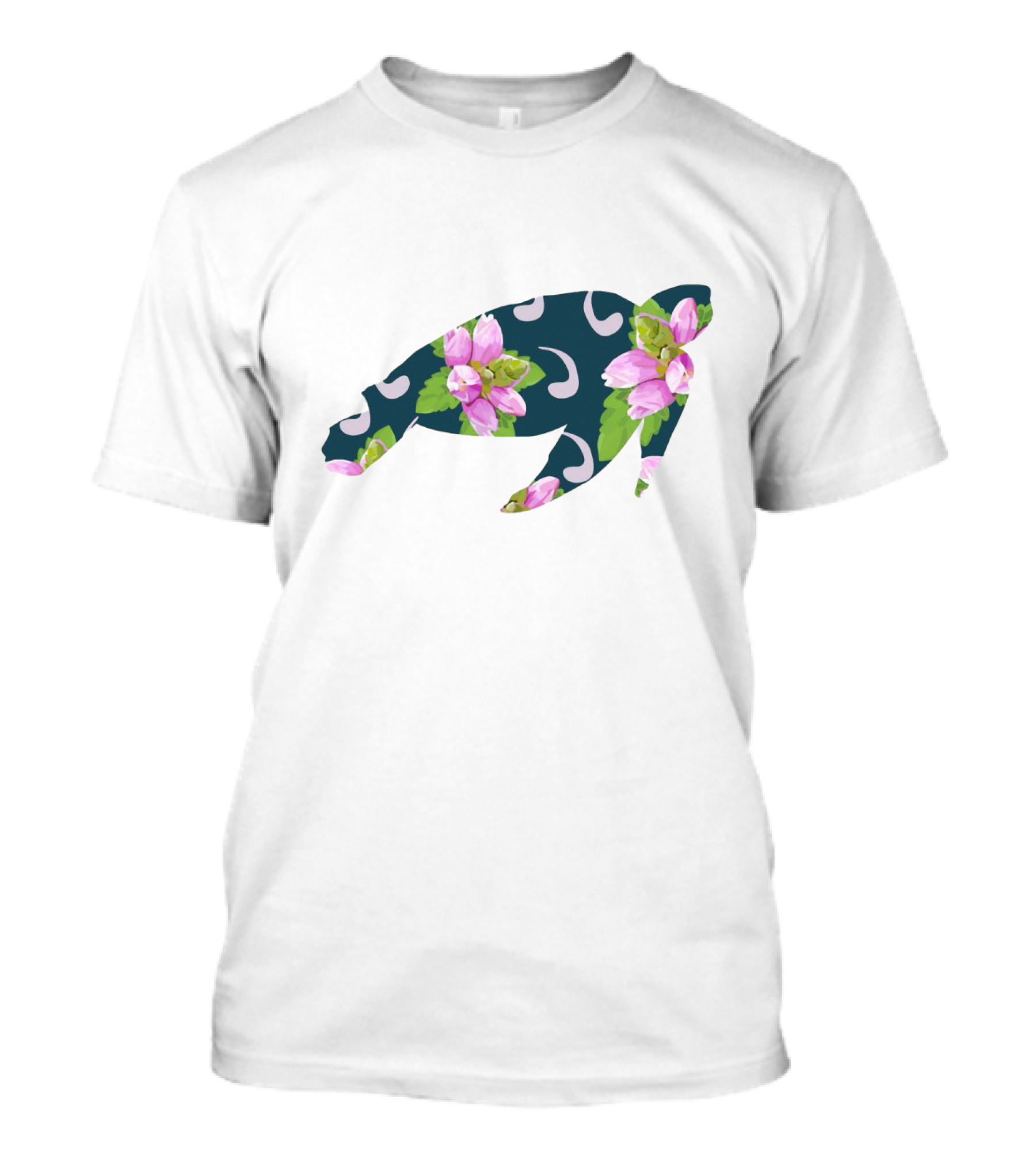 TurtleHead Floral Pattern With Pink Flowers T-Shirt