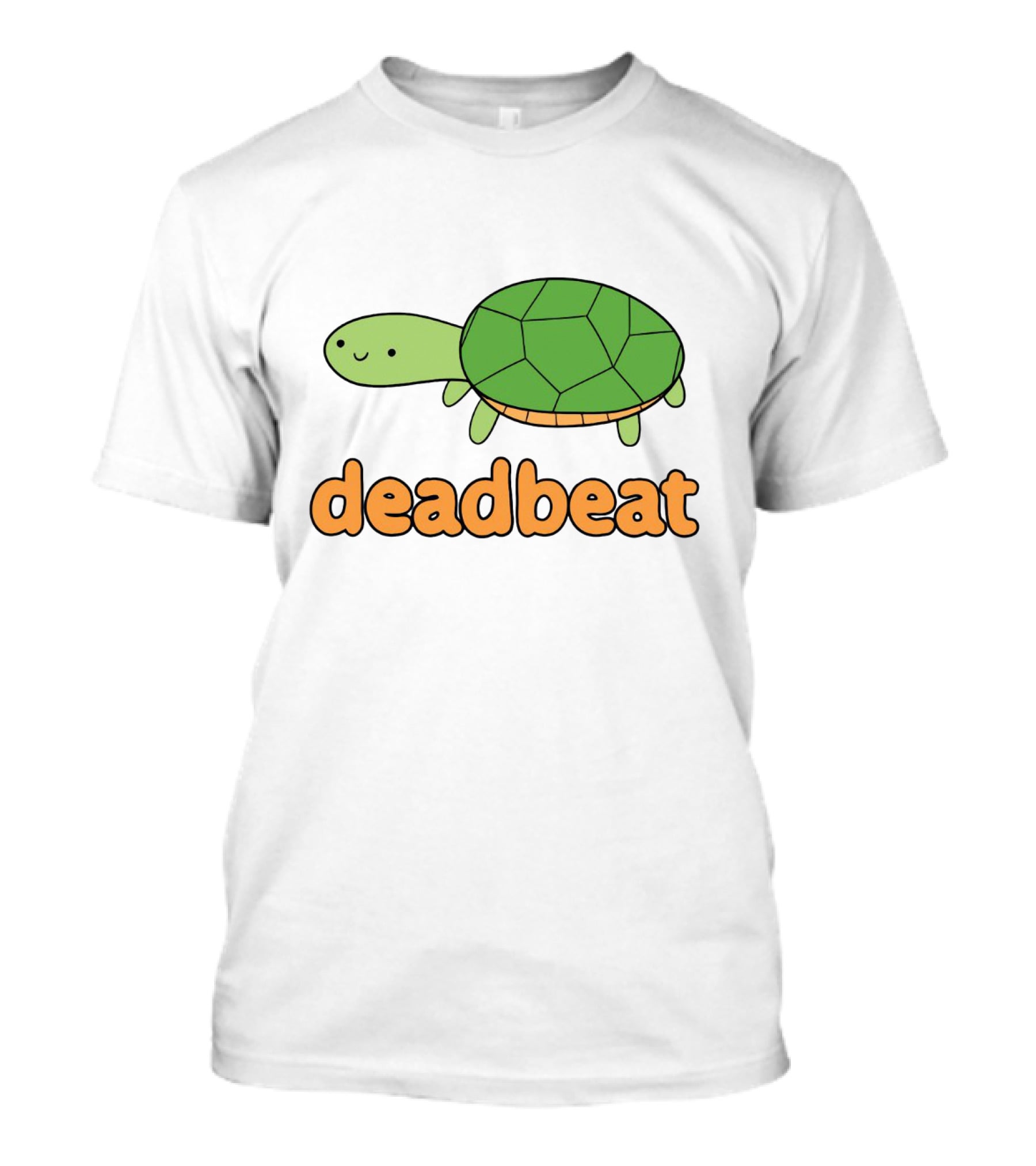 Deadbeat Turtle Cartoon Graphic With Green Shell And Smiling Expression T-Shirt