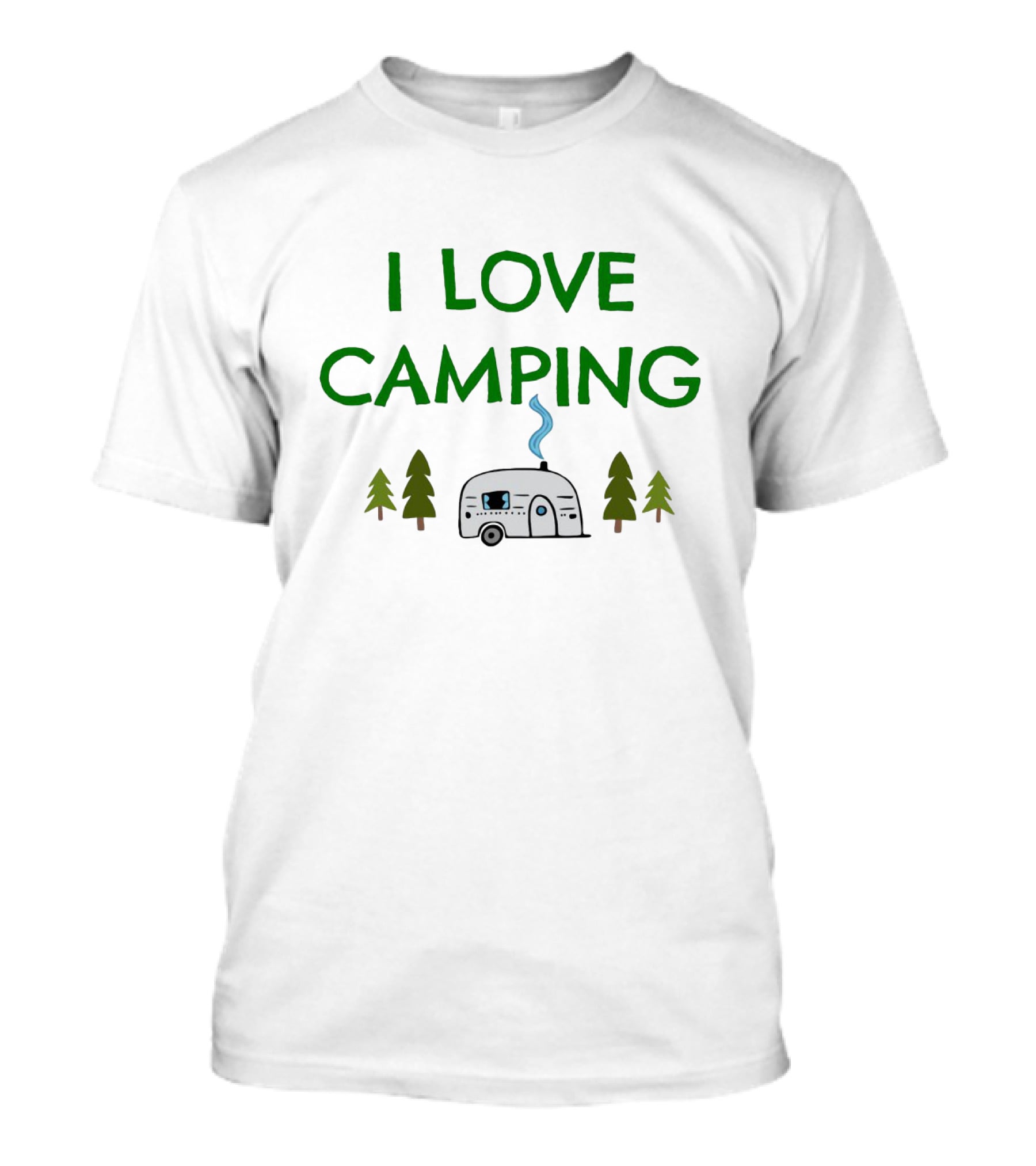 I Love Camping With Camper Trailer And Pine Trees T-Shirt