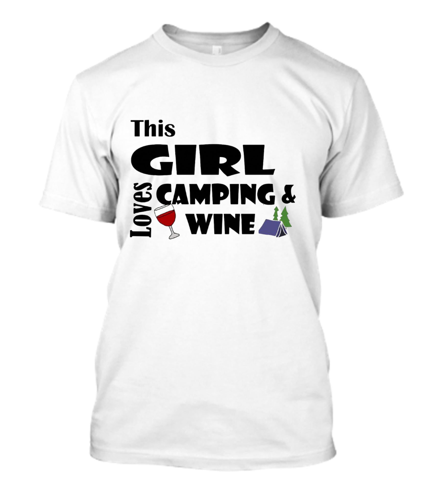 This Girl Loves Camping And Wine With Tent And Wine Glass Icons T-Shirt