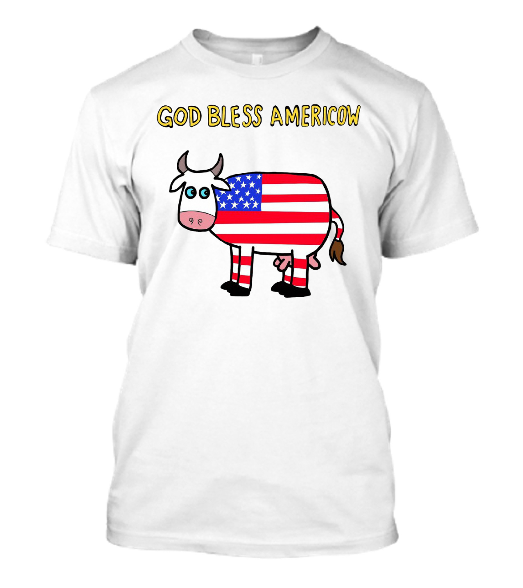 God Bless Americow Patriotic Cow With American Flag T-Shirt